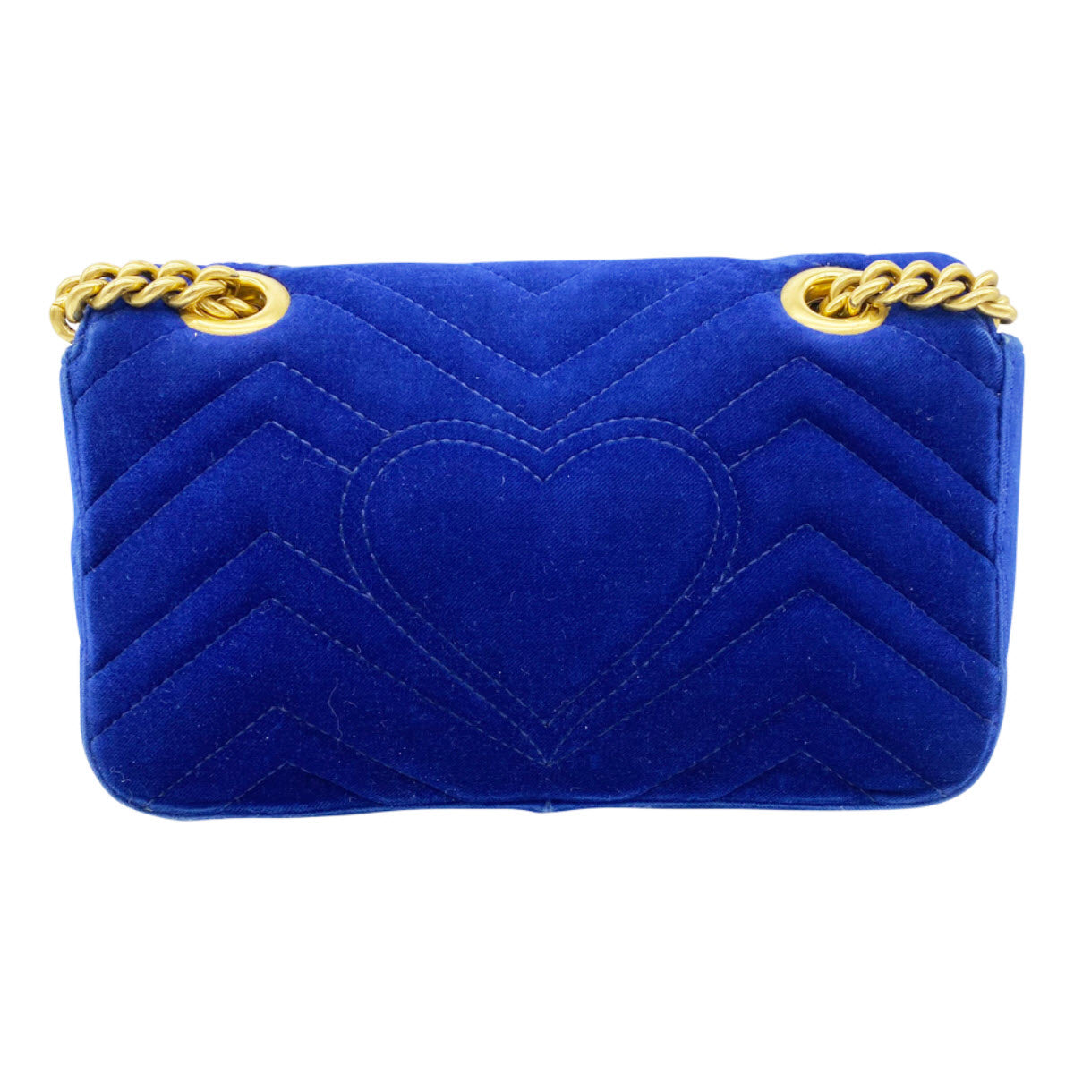 Gucci Marmont Mini Chain Cobalt Blue Velvet Shoulder Bag