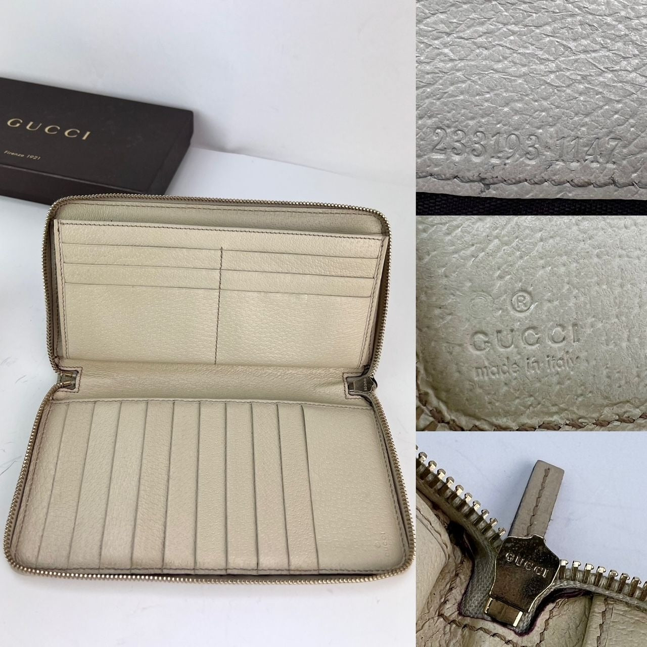 Gucci GG Logo Beige Zip Around Wallet