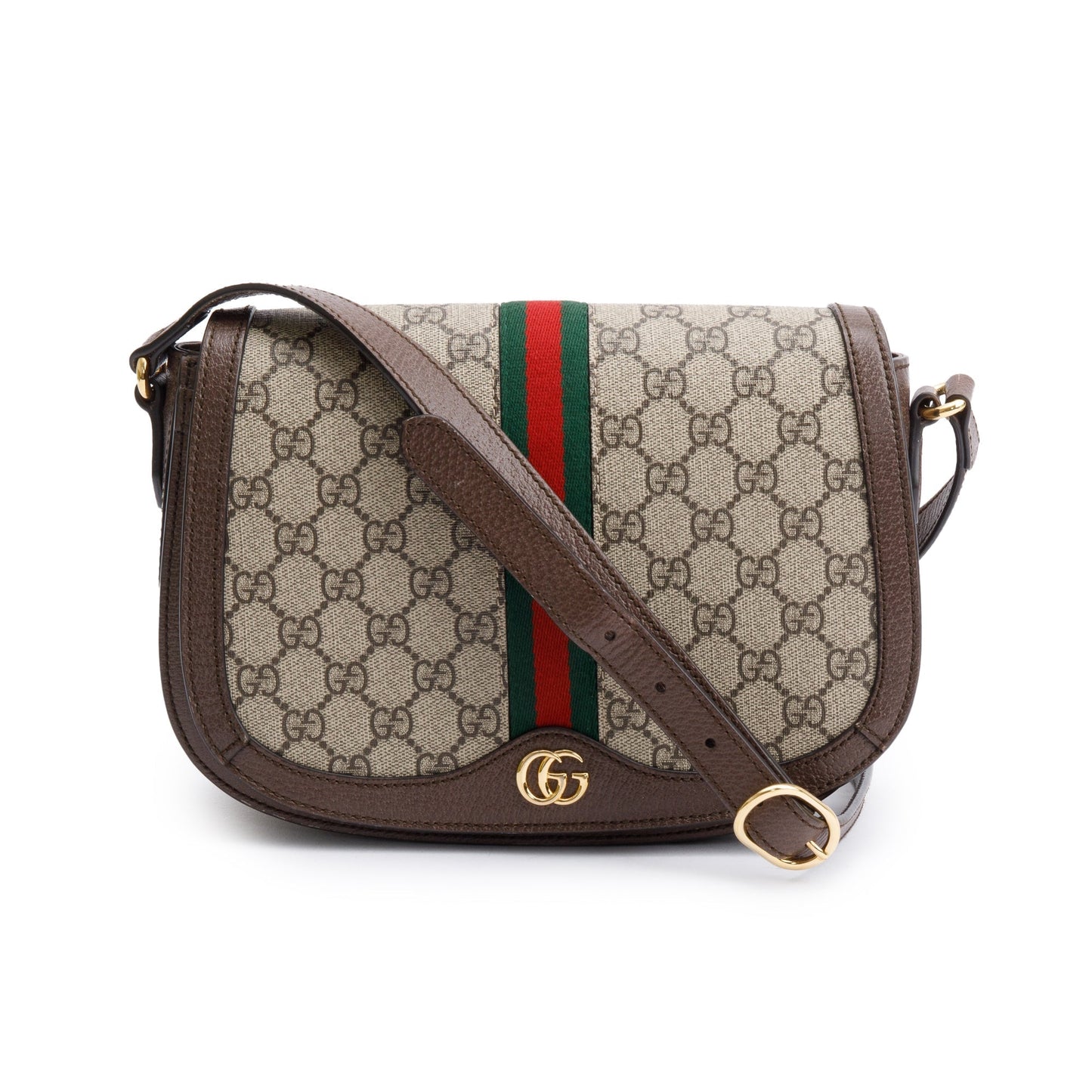 Gucci Beige GG Supreme Web Small Ophidia Flap Messenger Bag
