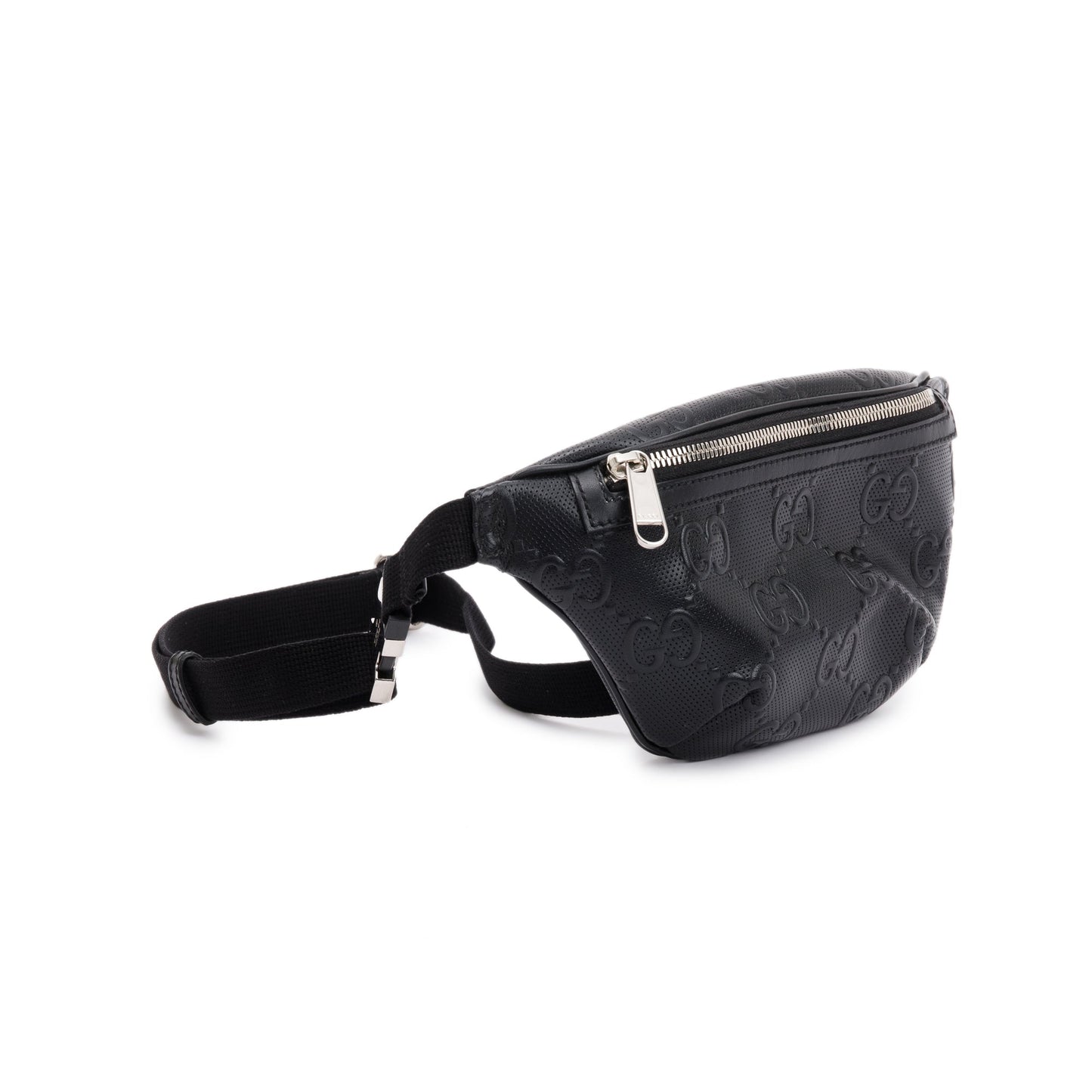 Gucci Black GG Embossed Leather Belt Bag