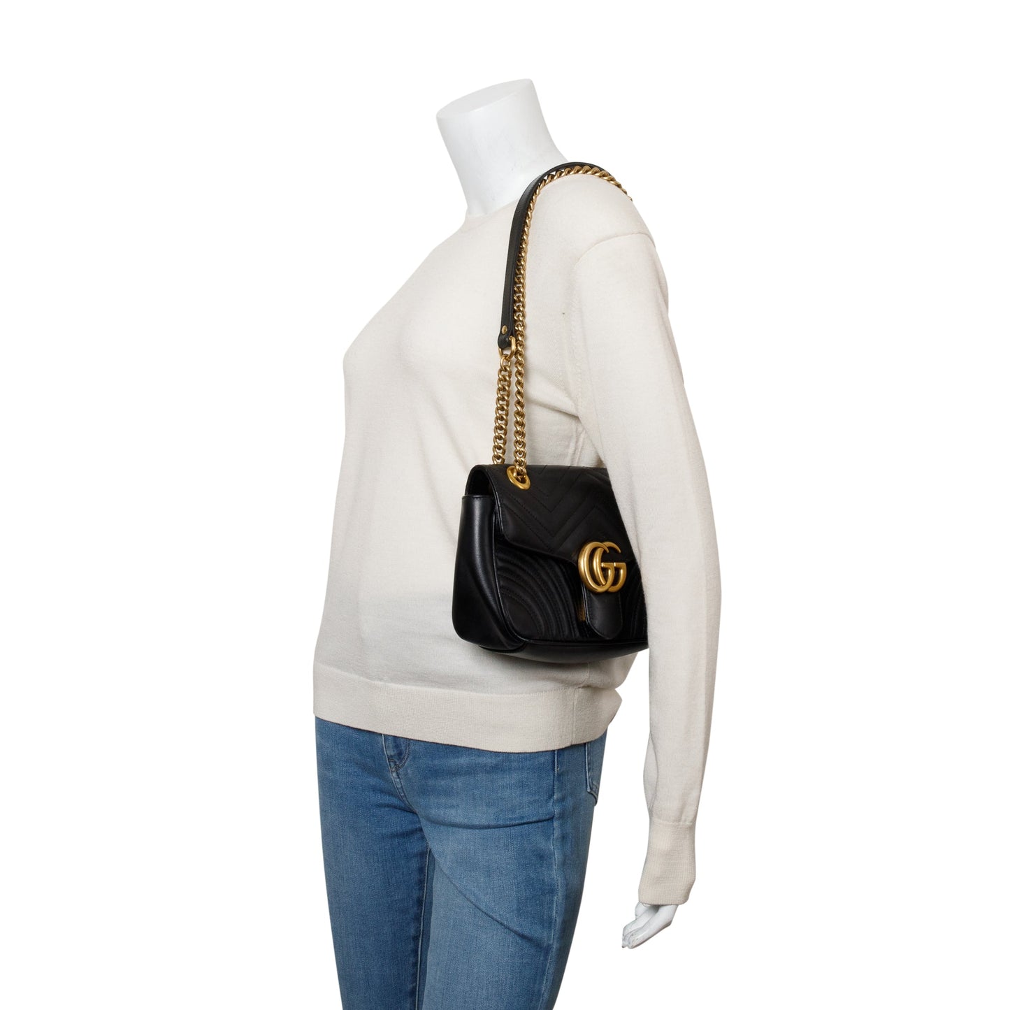 Gucci Black GG Marmont Matelasse Small Shoulder Bag