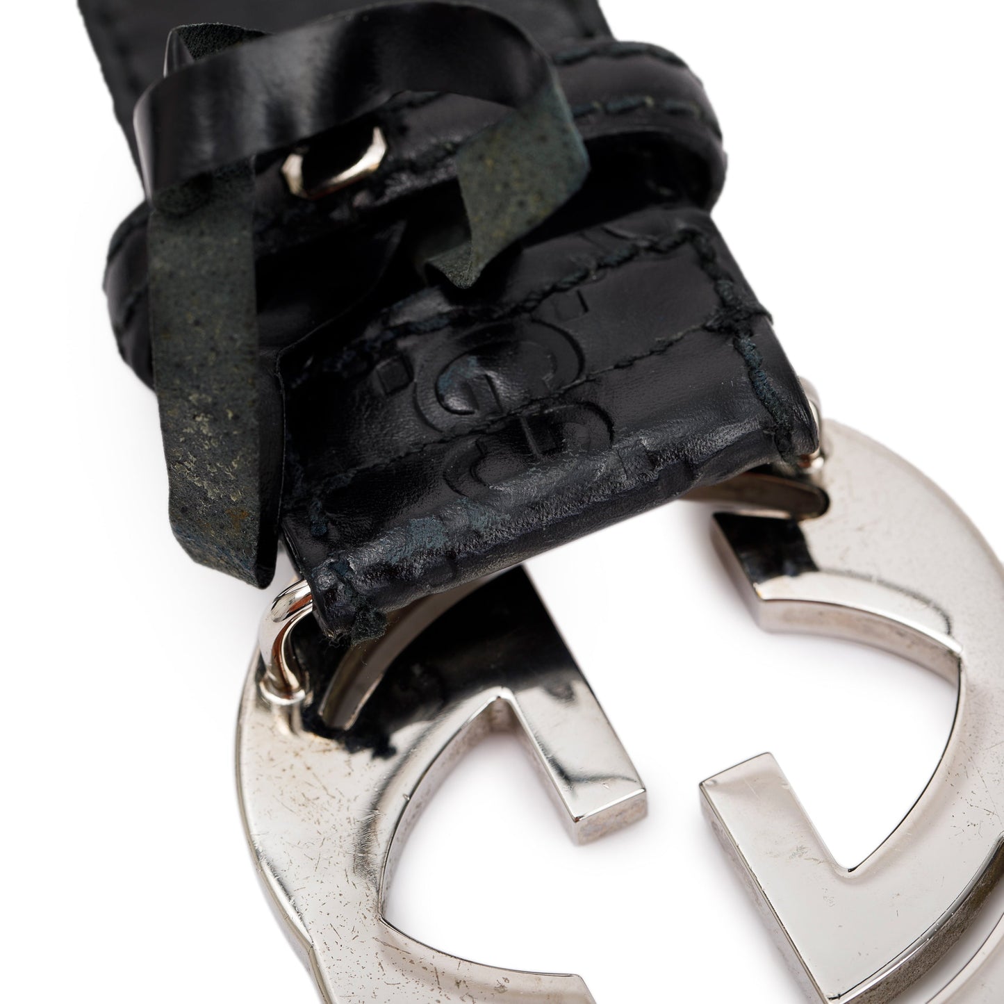Gucci Black Signature Leather Belt with Double G Buckle, Size 85 34
