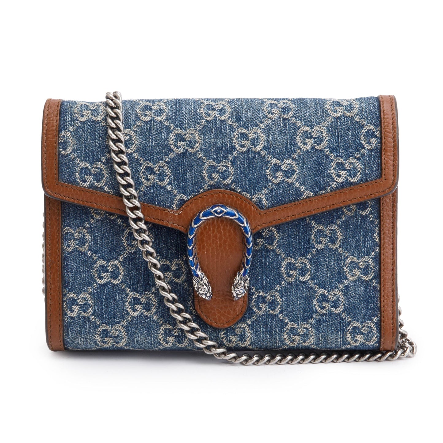 Gucci Blue GG Denim Mini Dionysus Wallet on Chain