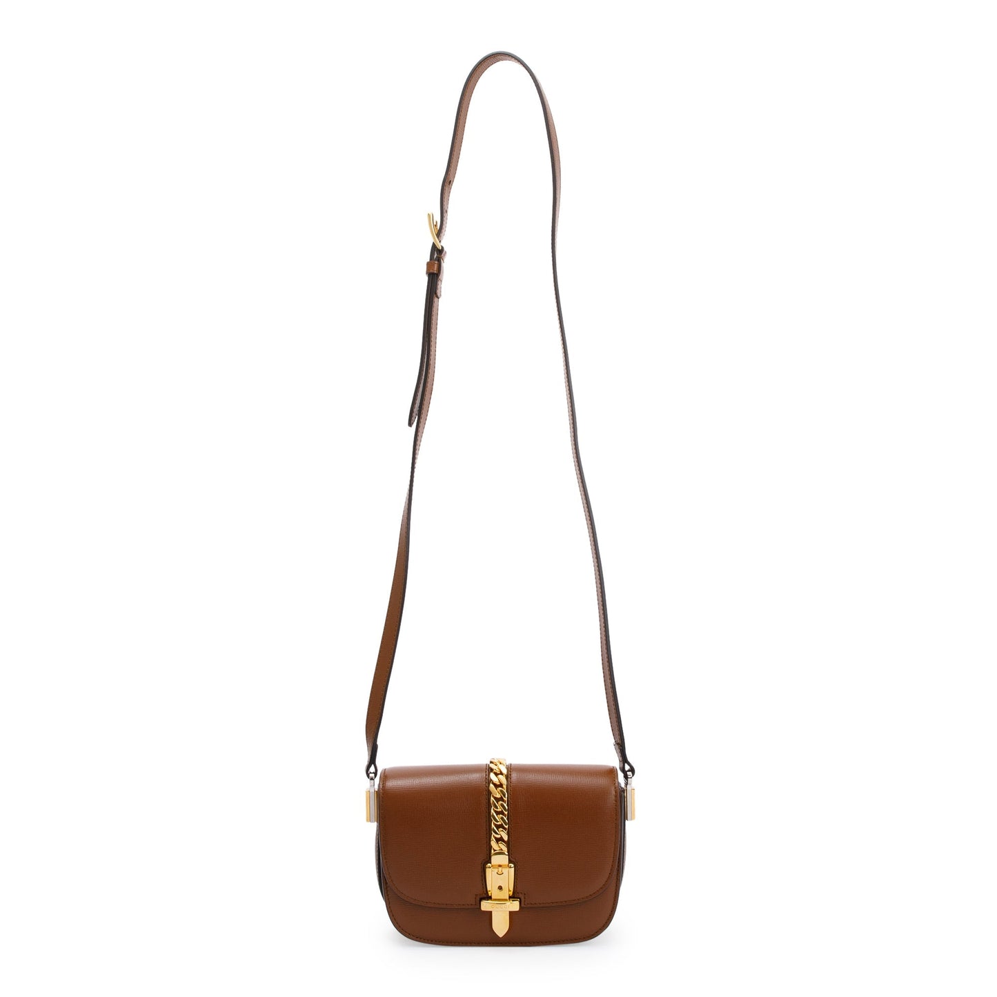 Gucci Brown Calfskin Leather Mini Sylvie 1969 Flap Messenger Bag