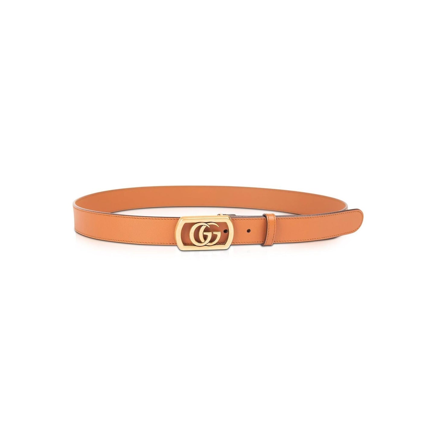 Gucci Brown Leather Belt with Double G Framed Buckle