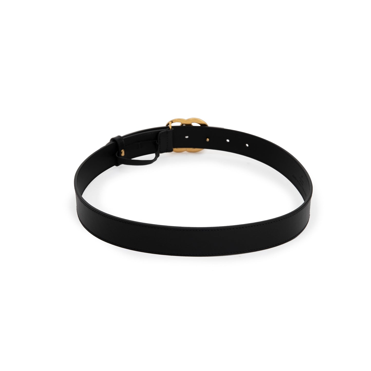 Gucci GG Marmont Black Leather Belt with Shiny Double G Buckle