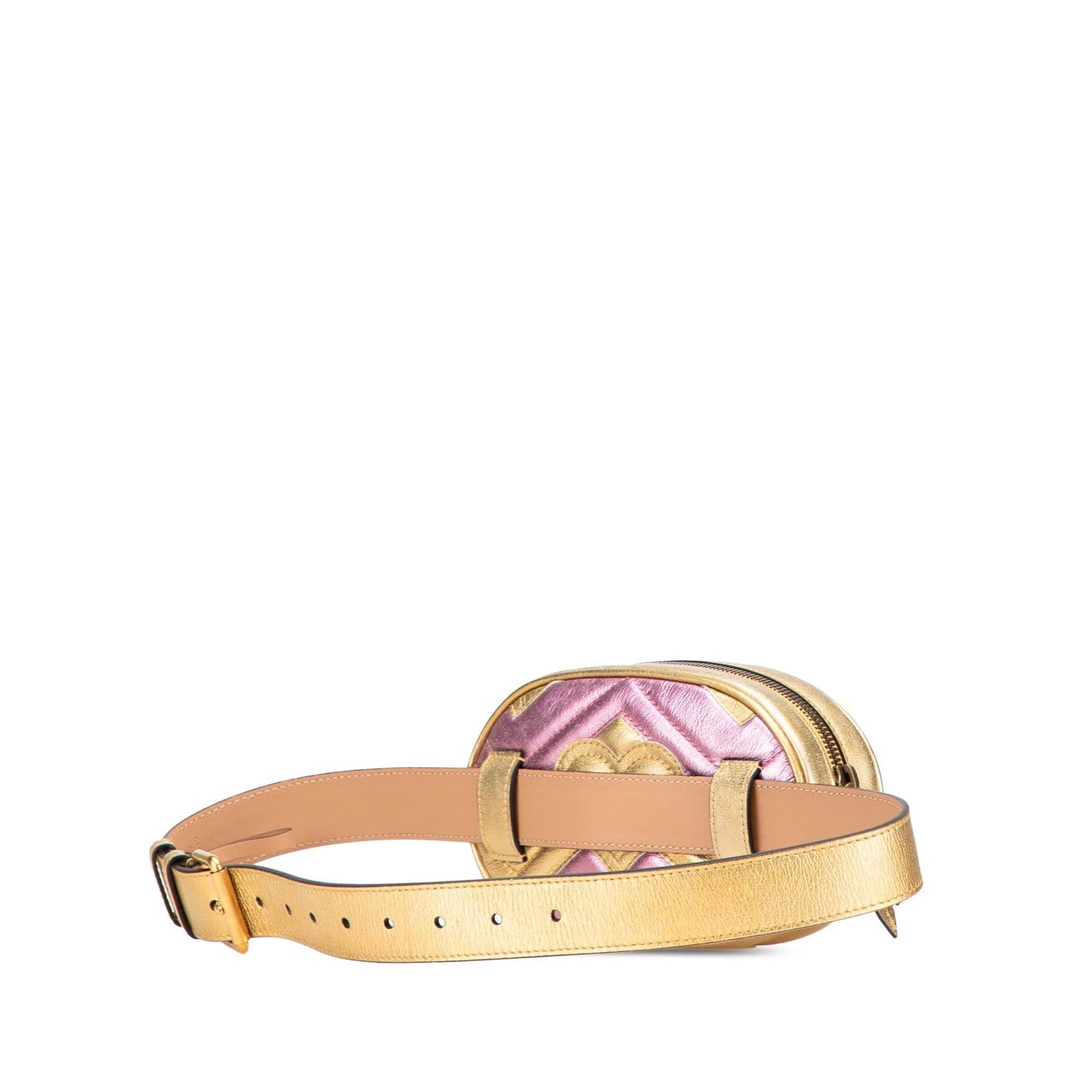 Gucci GG Marmont Matelasse Metallic Bicolor Leather Belt Bag