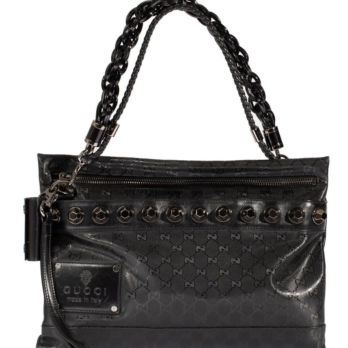 Gucci Imprime Studded Clutch Shoulder Bag