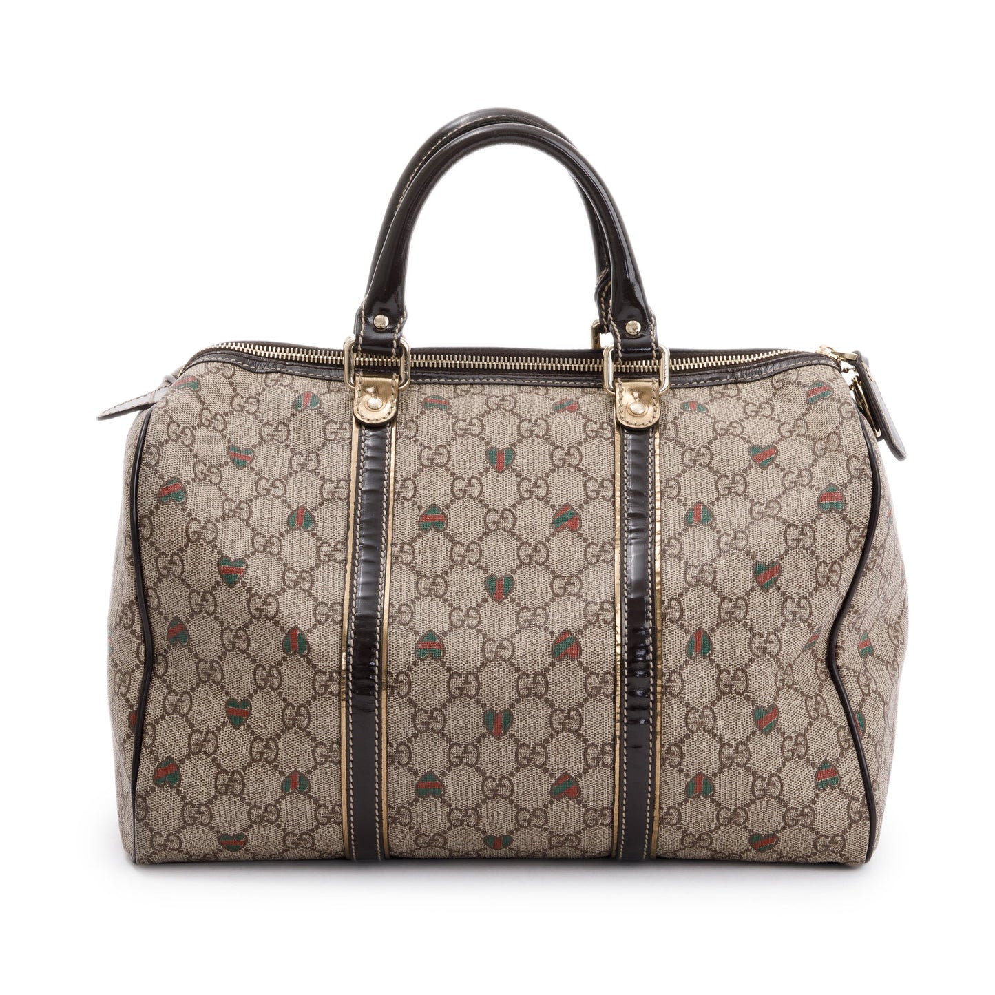 Gucci Medium GG Supreme Heart Tattoo Hearts Joy Boston Bag