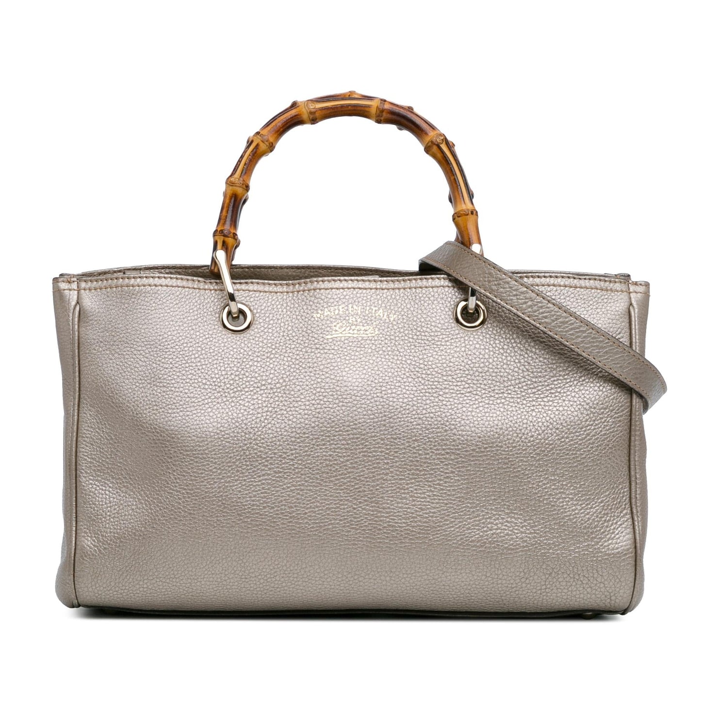 Gucci Medium Leather Bamboo Shopper (SHG-Z5WtXN)