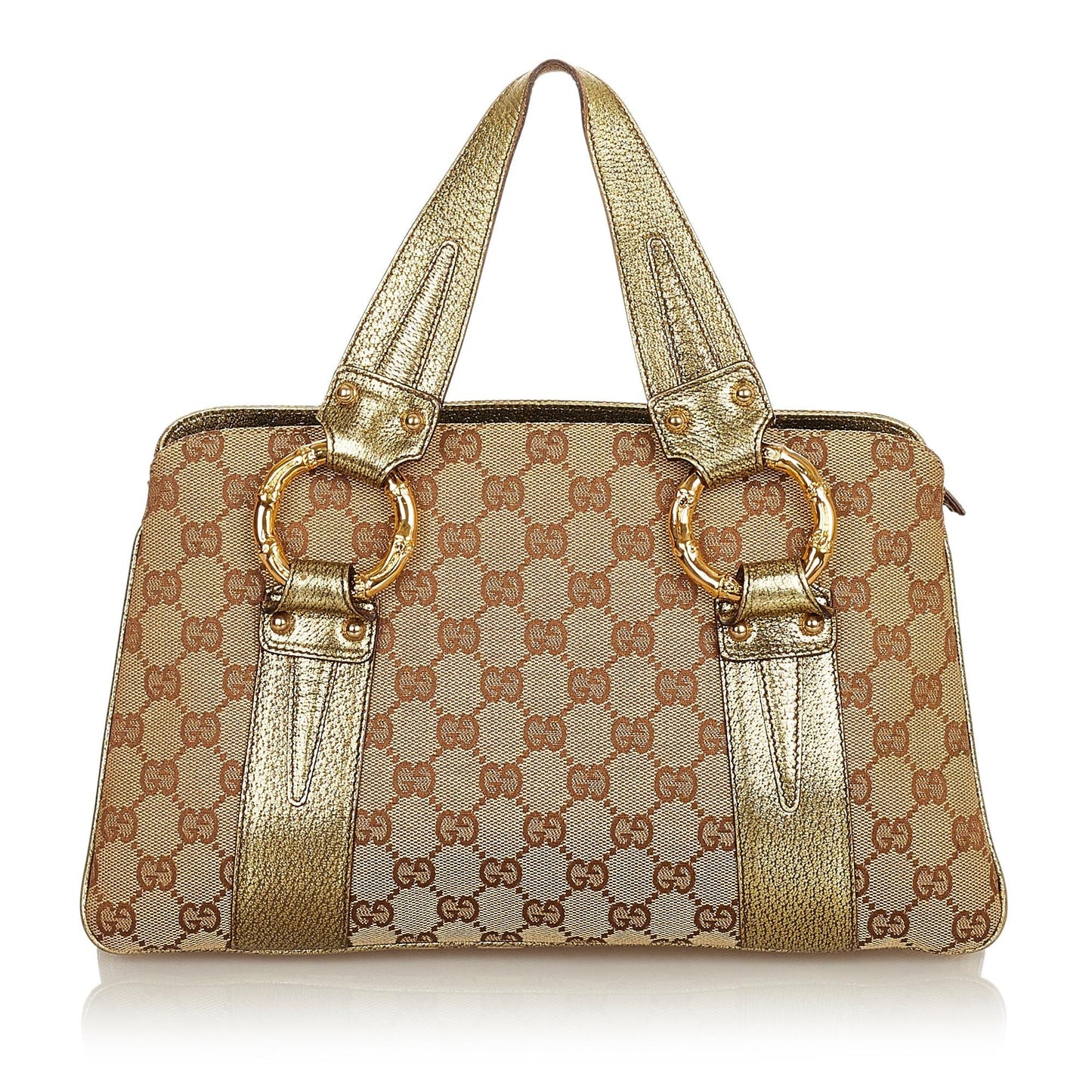 Gucci Metal Bamboo GG Canvas Handbag (SHG-25640)