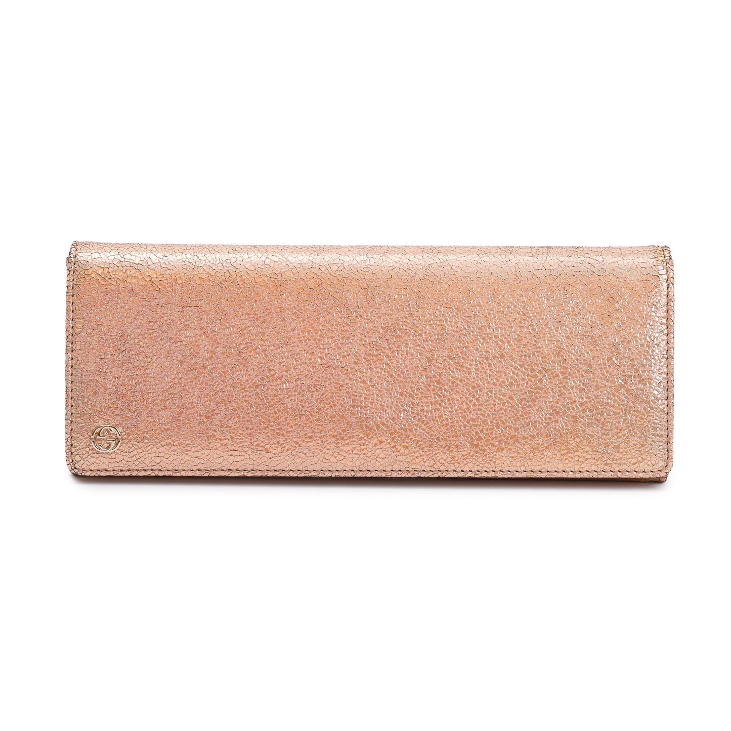 Gucci Metallic Crackled Calfskin Leather Interlocking G Broadway Clutch