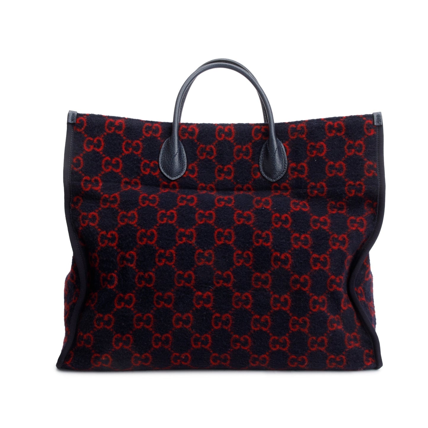 Gucci Navy/Red GG Wool Shopper Tote