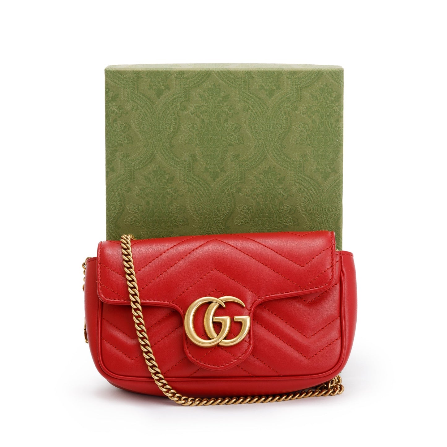 Gucci Red GG Marmont Matelasse Leather Super Mini Bag