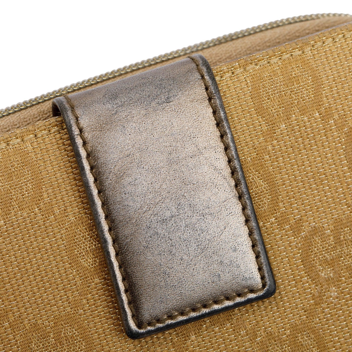 Gucci Vintage Gold GG Canvas Compact Zip Wallet