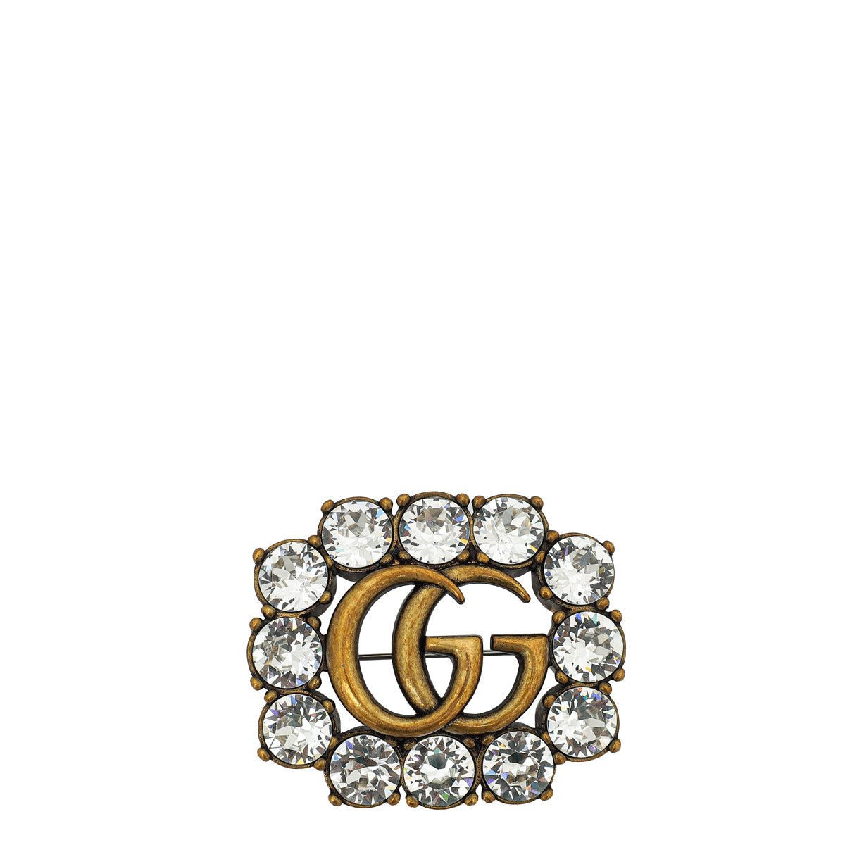 Gucci Gold GG Crystal Brooch