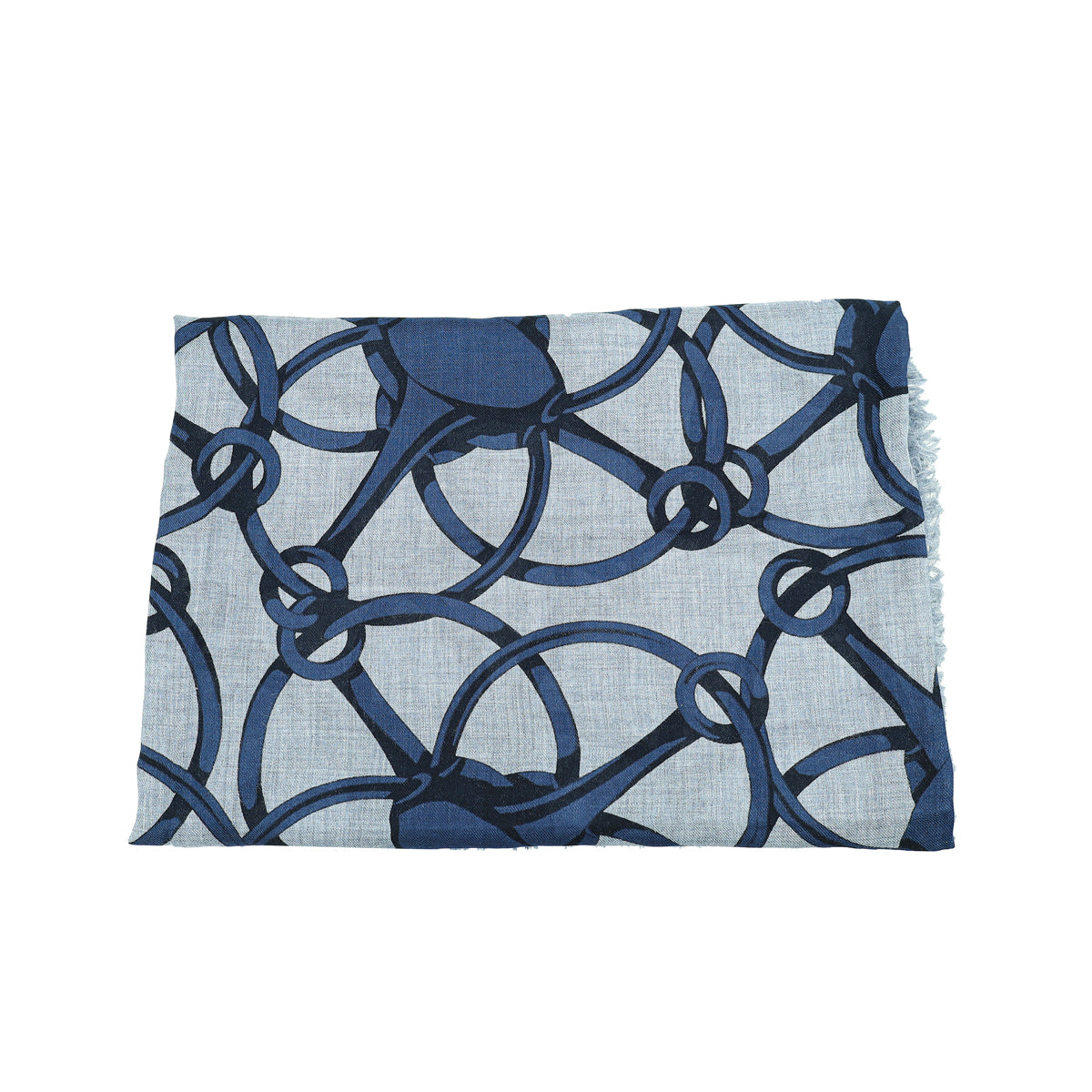 Gucci Bicolor Cross Horsebit Print Fringe Scarf