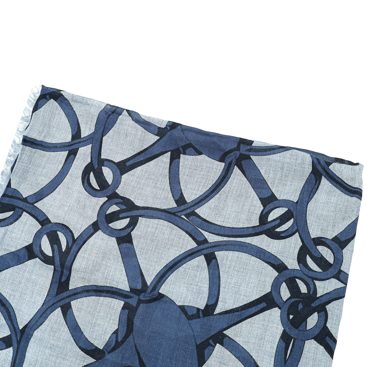 Gucci Bicolor Cross Horsebit Print Fringe Scarf