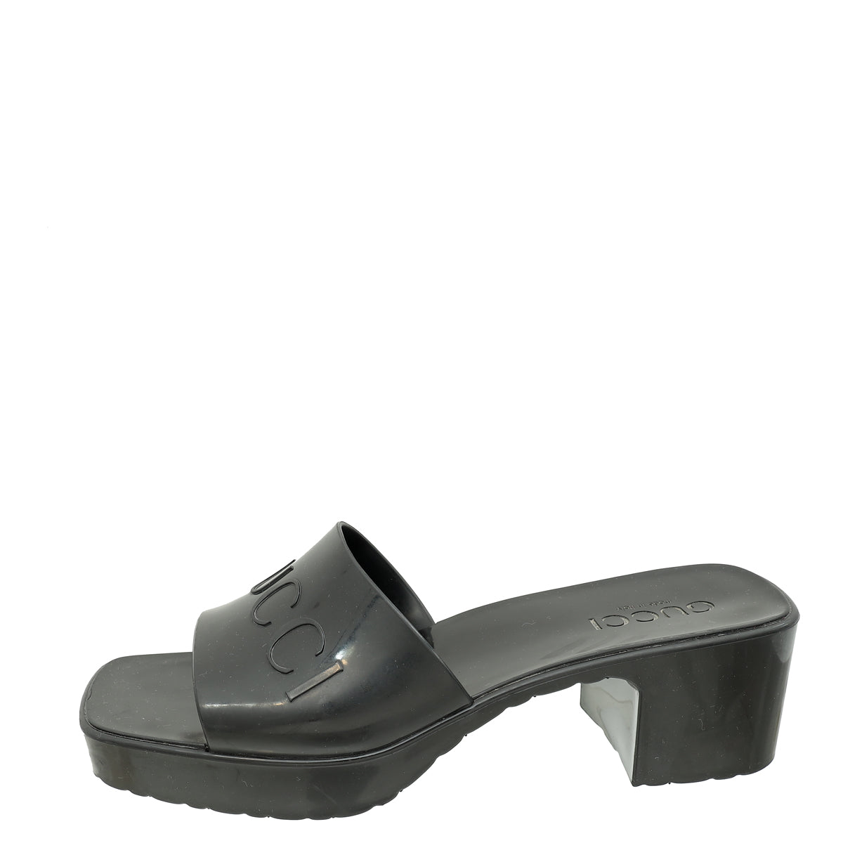 Gucci Black Logo Slide Rubber Sandals 38