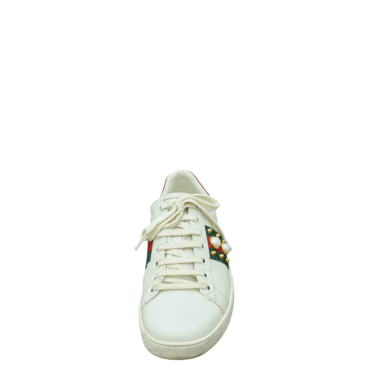 Gucci White Ace Studded Pearl Sneaker 37