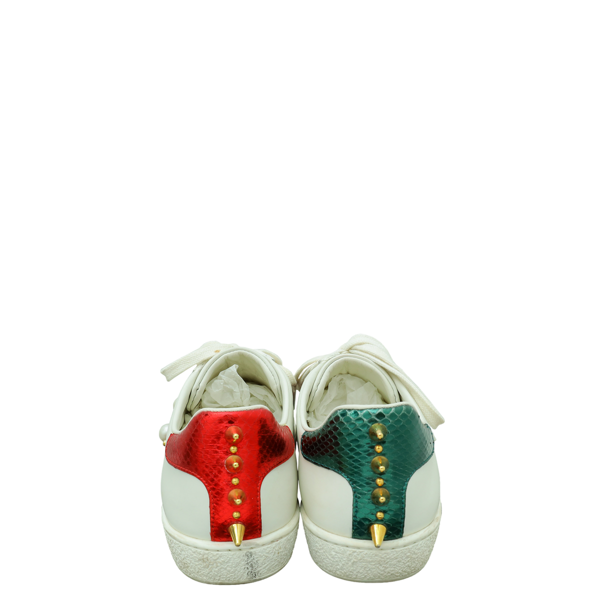 Gucci White Ace Studded Pearl Sneaker 37