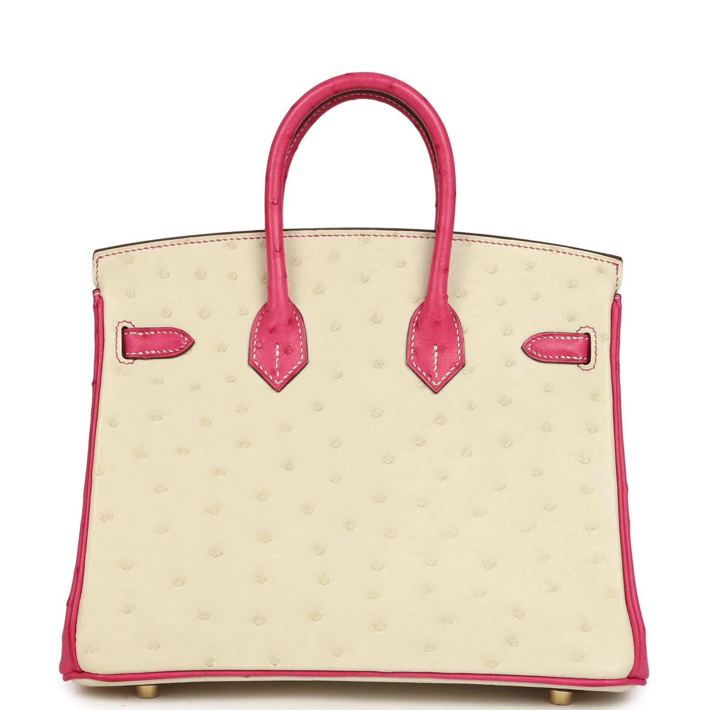 Hermes Special Order (HSS) Birkin 25 Rose Tyrien and Beton Ostrich Permabrass Hardware