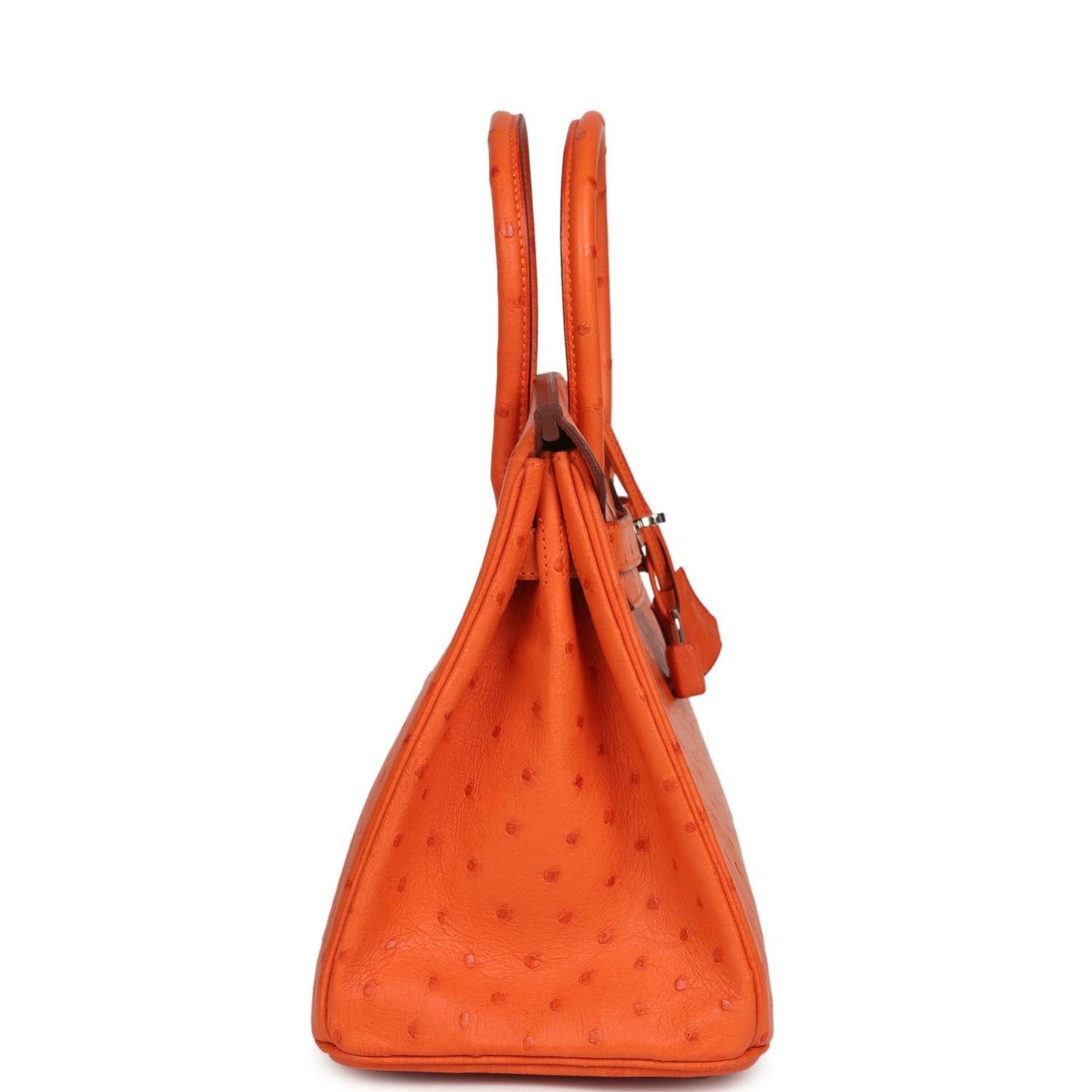 Pre-owned Hermes Birkin 30 Tangerine Ostrich Palladium Hardware
