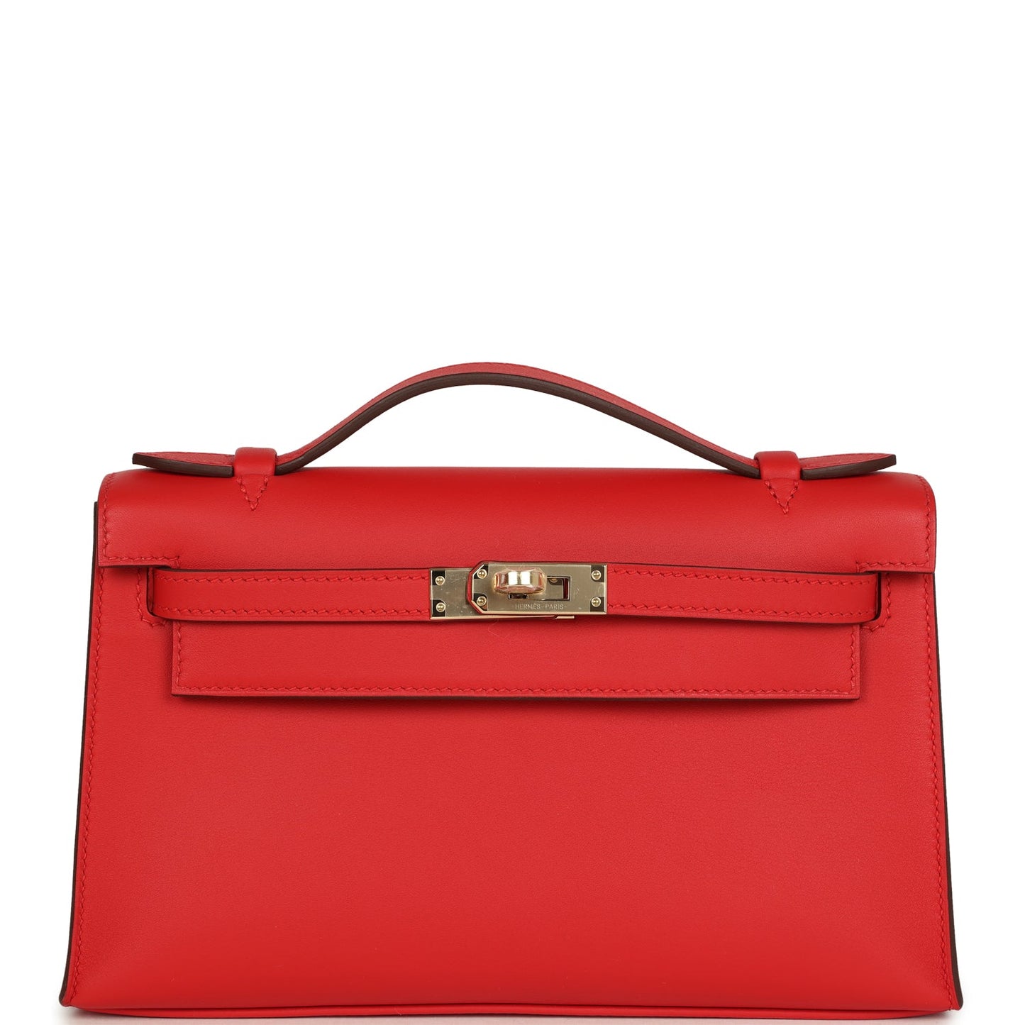Hermes Special Order (HSS) Kelly Pochette Rouge de Coeur Verso Swift Permabrass Hardware