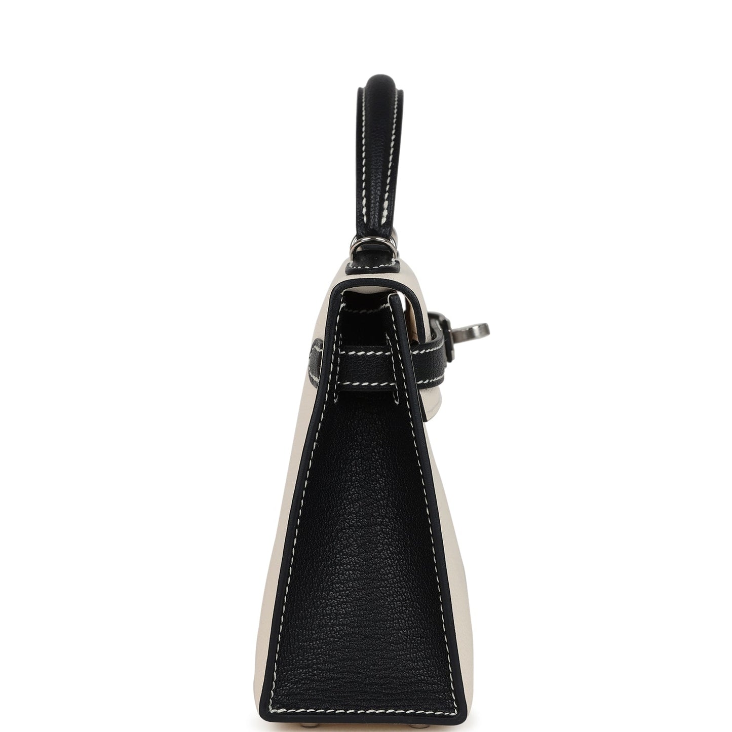 Hermes Special Order (HSS) Kelly Sellier 20 Nata and Black Chevre Mysore Palladium Hardware