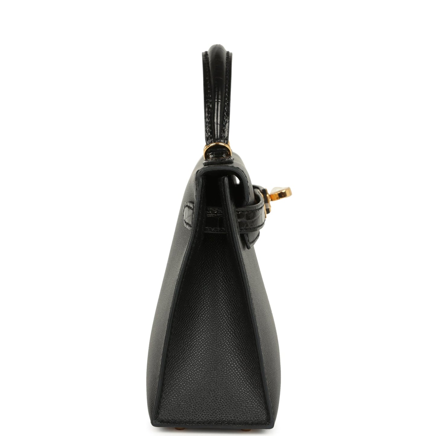 Hermes Kelly Sellier 20 Black Madame and Shiny Alligator Touch Gold Hardware