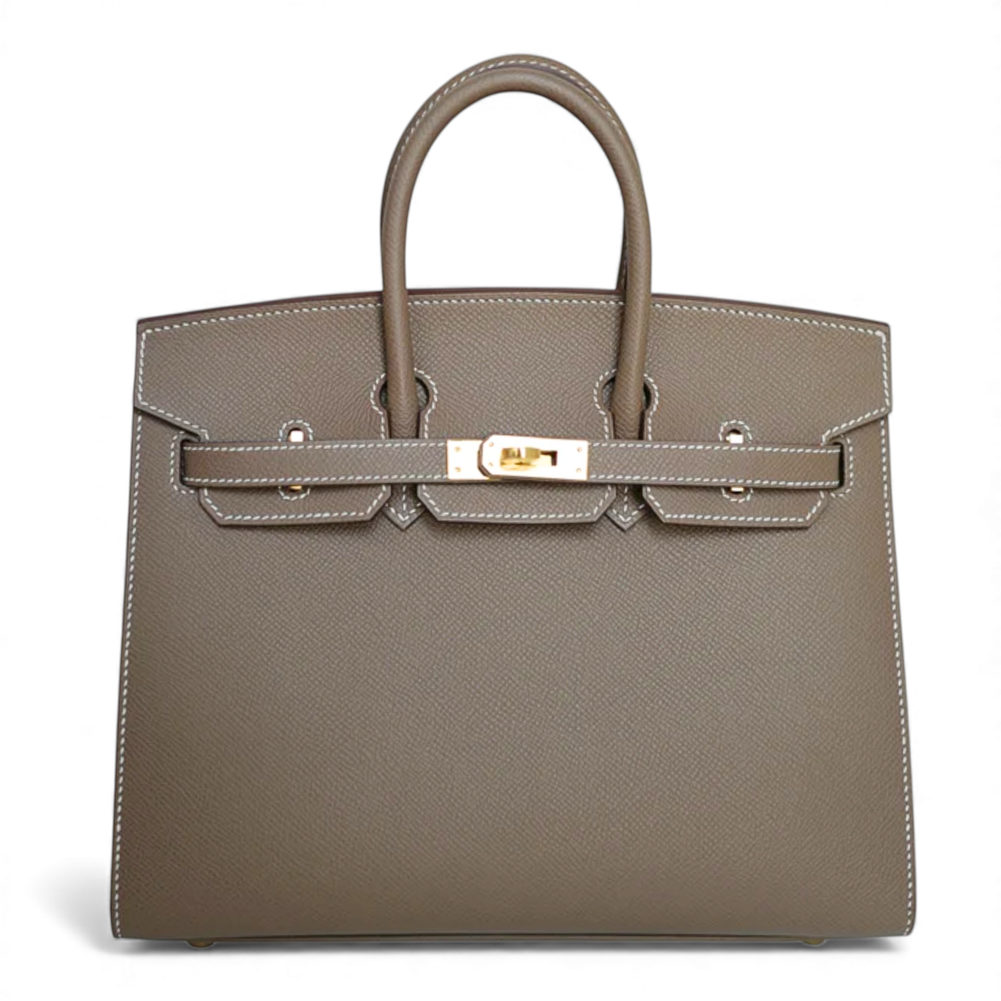 Hermes Birkin 25 Etoupe Epsom Sellier Gold Hardware  K Complete Original Receipt