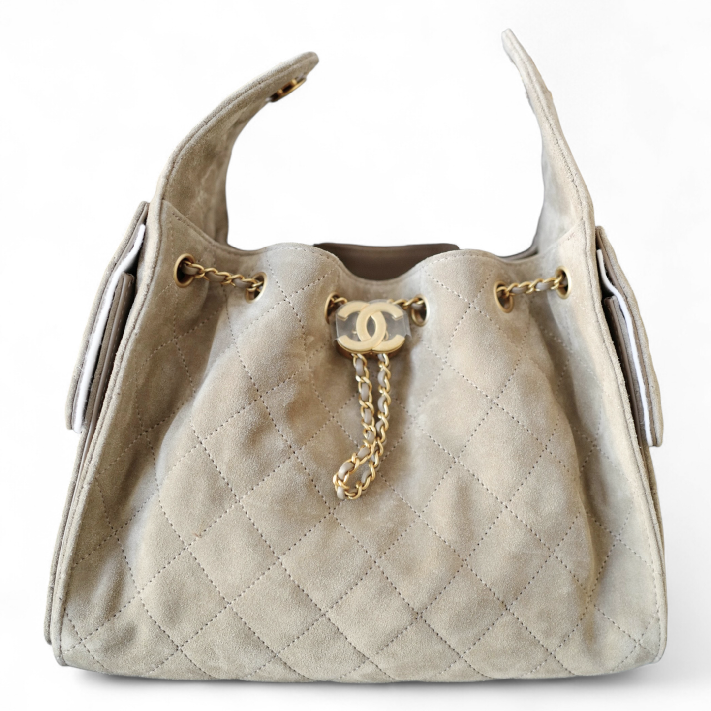 BNIB Chanel 25K Small Hobo Bag grey Suede with Gold Hardware
