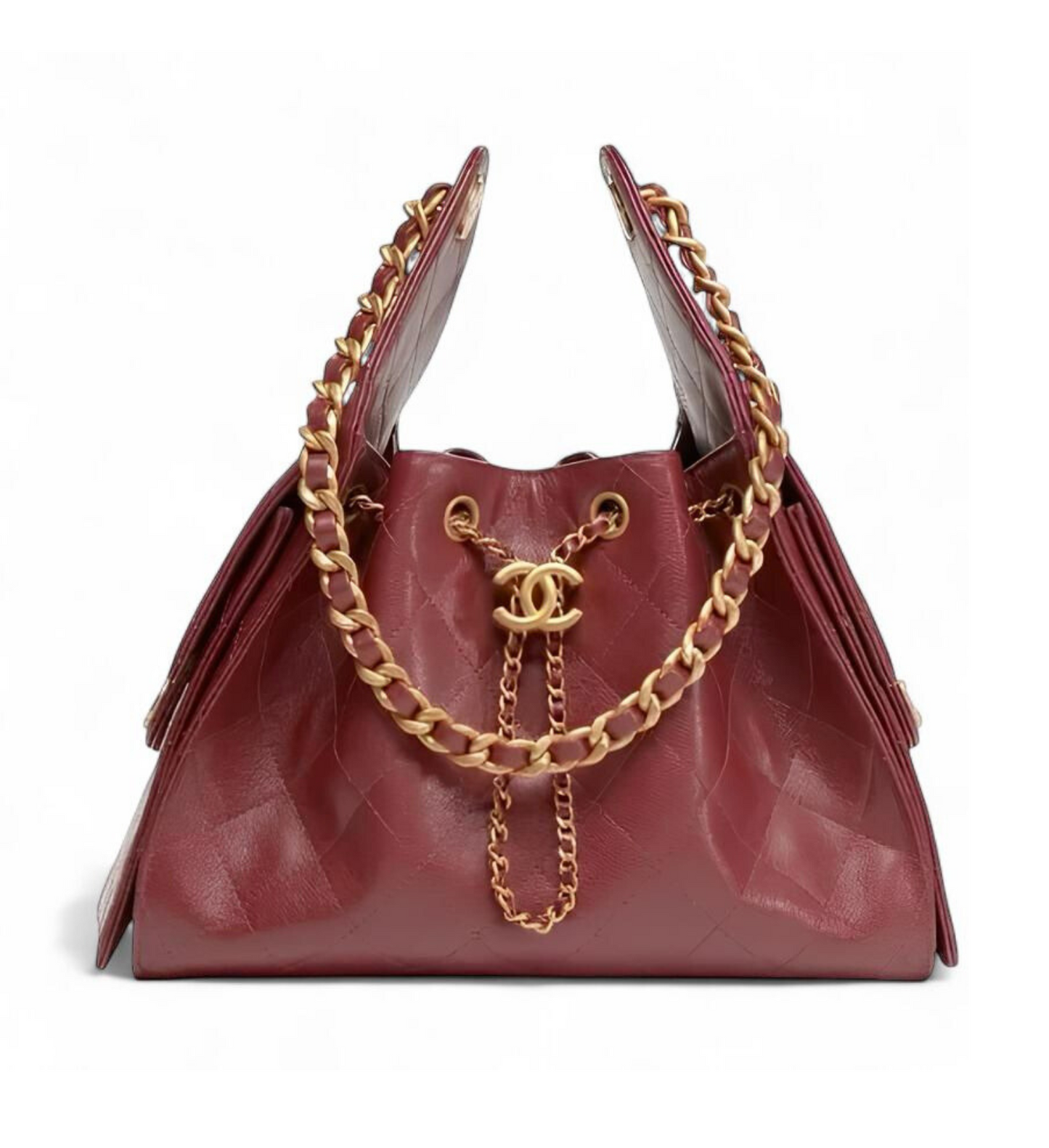 BNIB CHANEL Spring-Summer 25S Small Hobo Bag Grained Calfskin Burgundy GHW