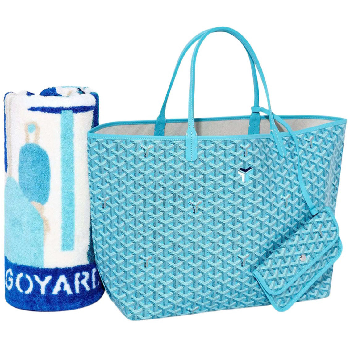 Goyard Saint Louis GM Bag and Balise Towel Turquoise