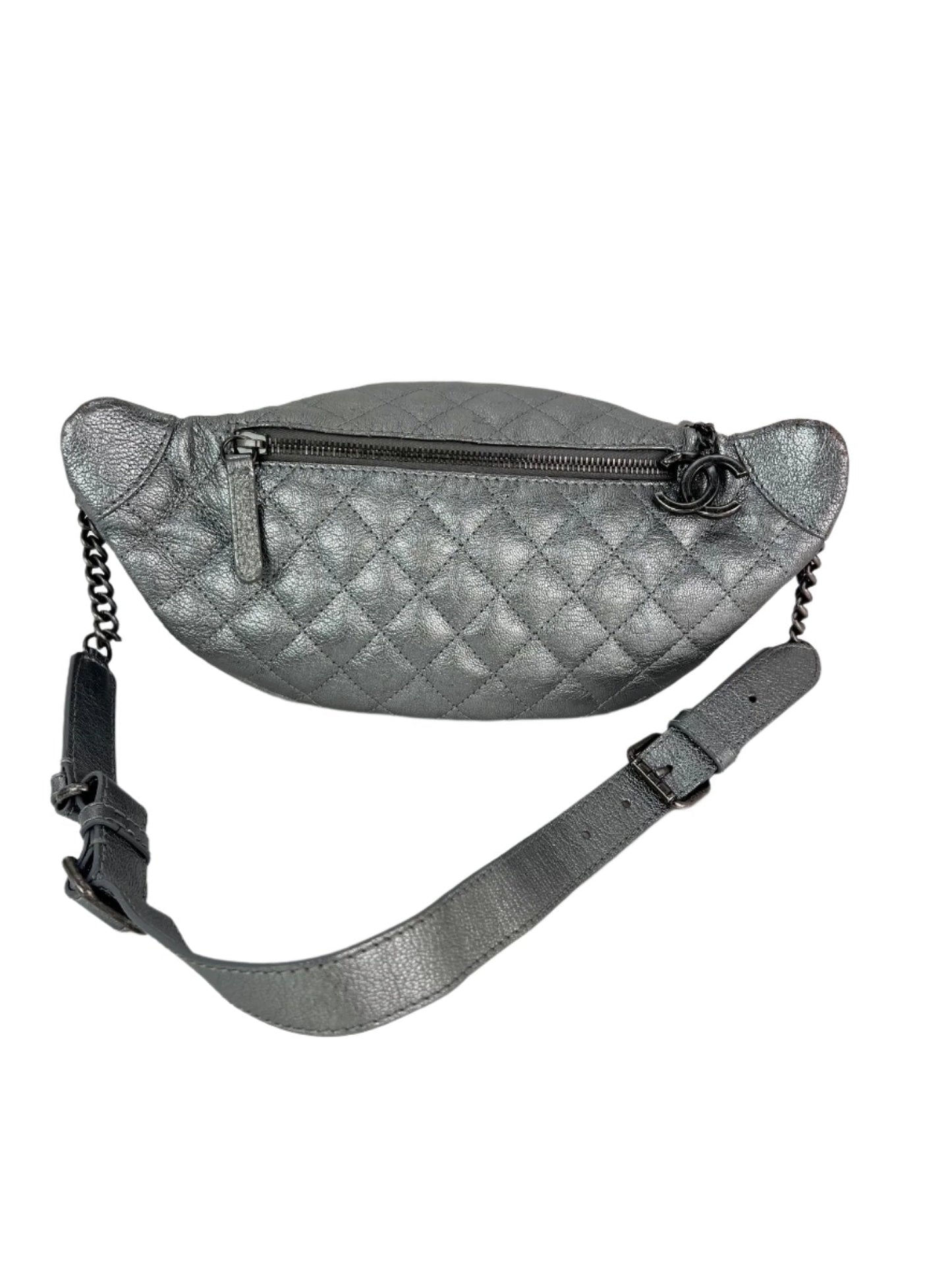 Chanel Metallic Calfskin Quilted Banane Waist Bag