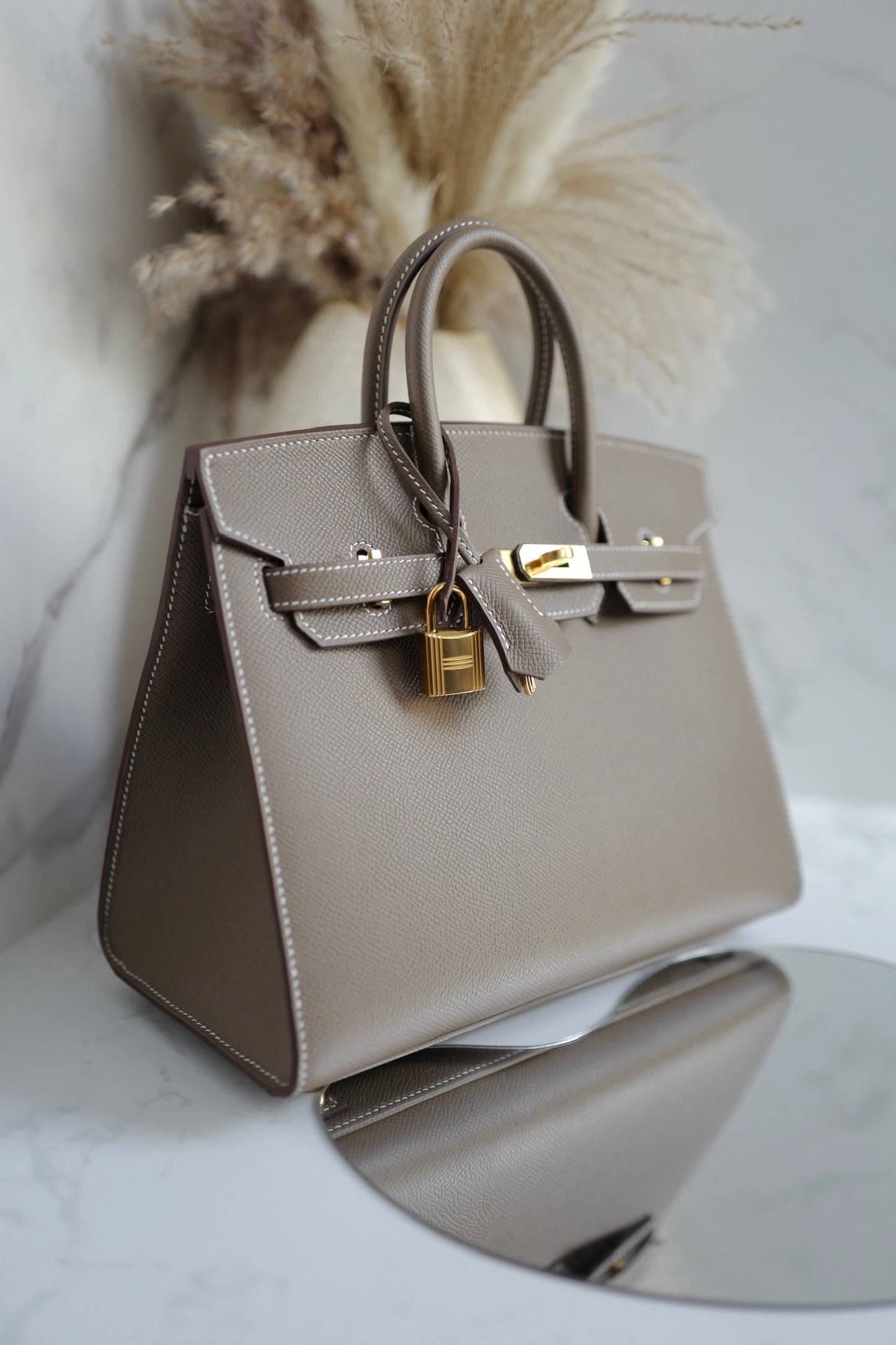 Hermes Birkin 25 Etoupe Epsom Sellier Gold Hardware  K Complete Original Receipt
