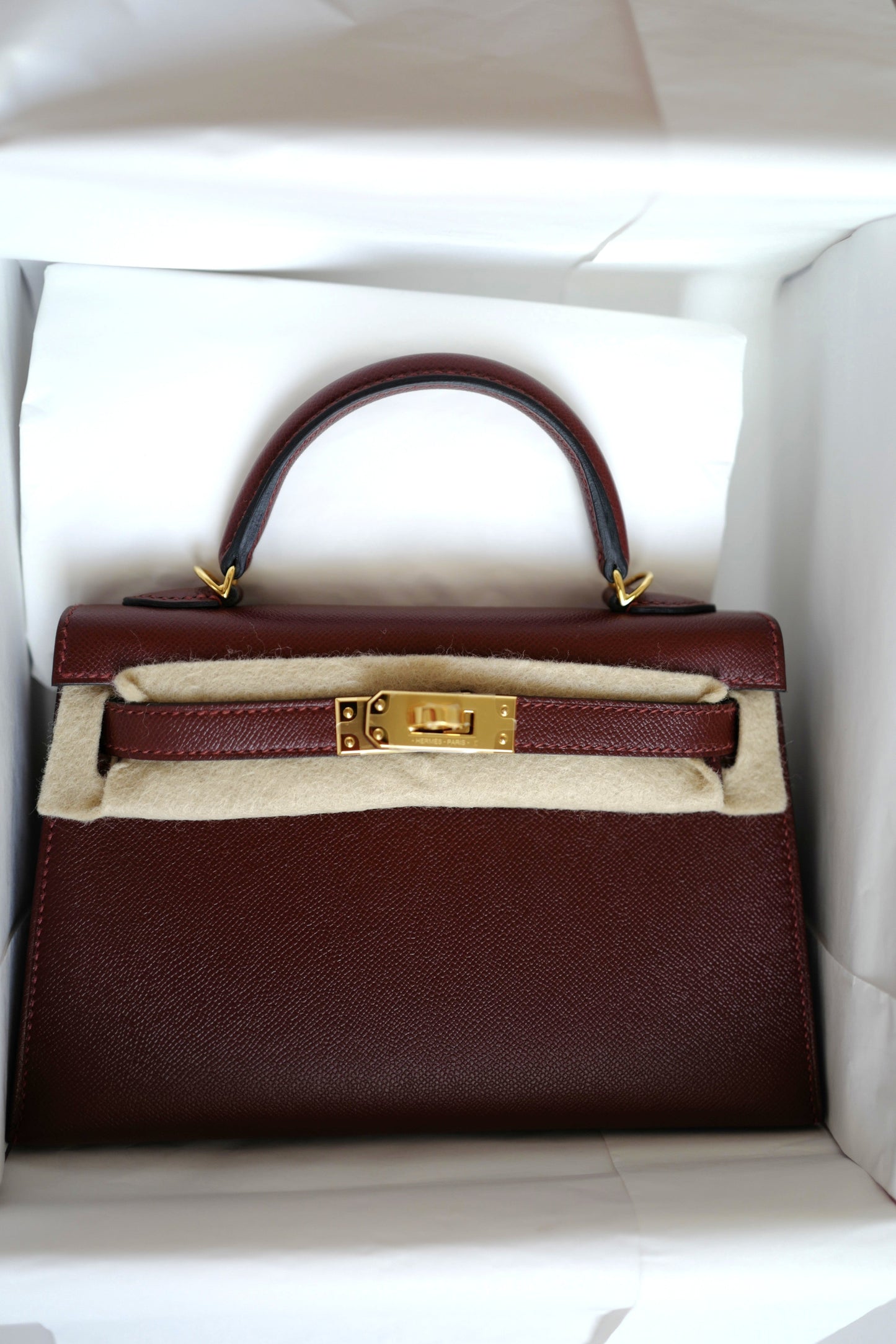 BNIB Hermes Mini Kelly in Rouge H Veau Madame Leather with Gold Hardware W 2025