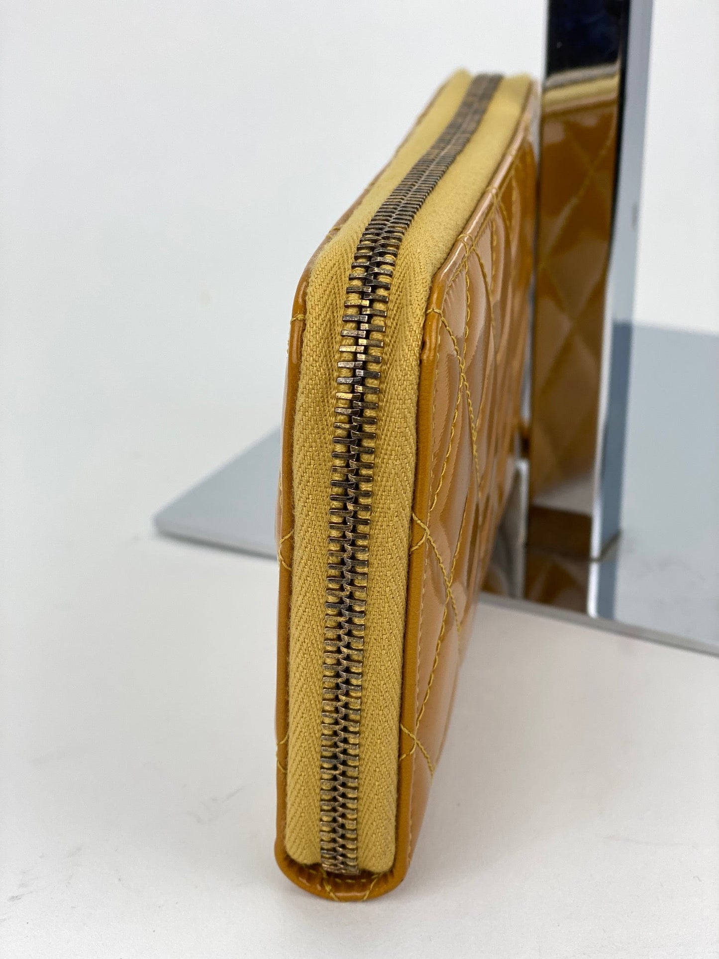 Chanel Quilted Brilliant Zip Around Wallet Clutch
