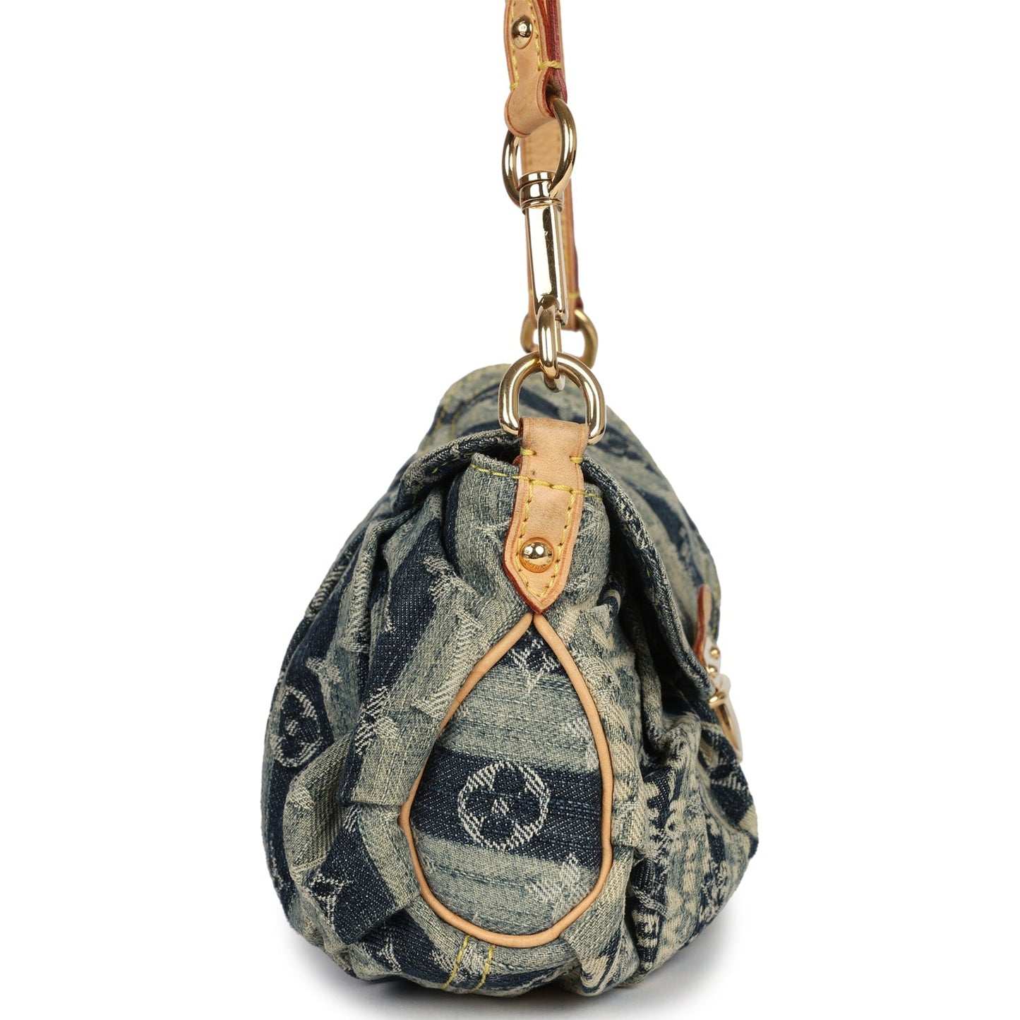 Vintage Louis Vuitton Mini Striped Pleaty Raye Blue Washed Monogram Denim Gold Hardware