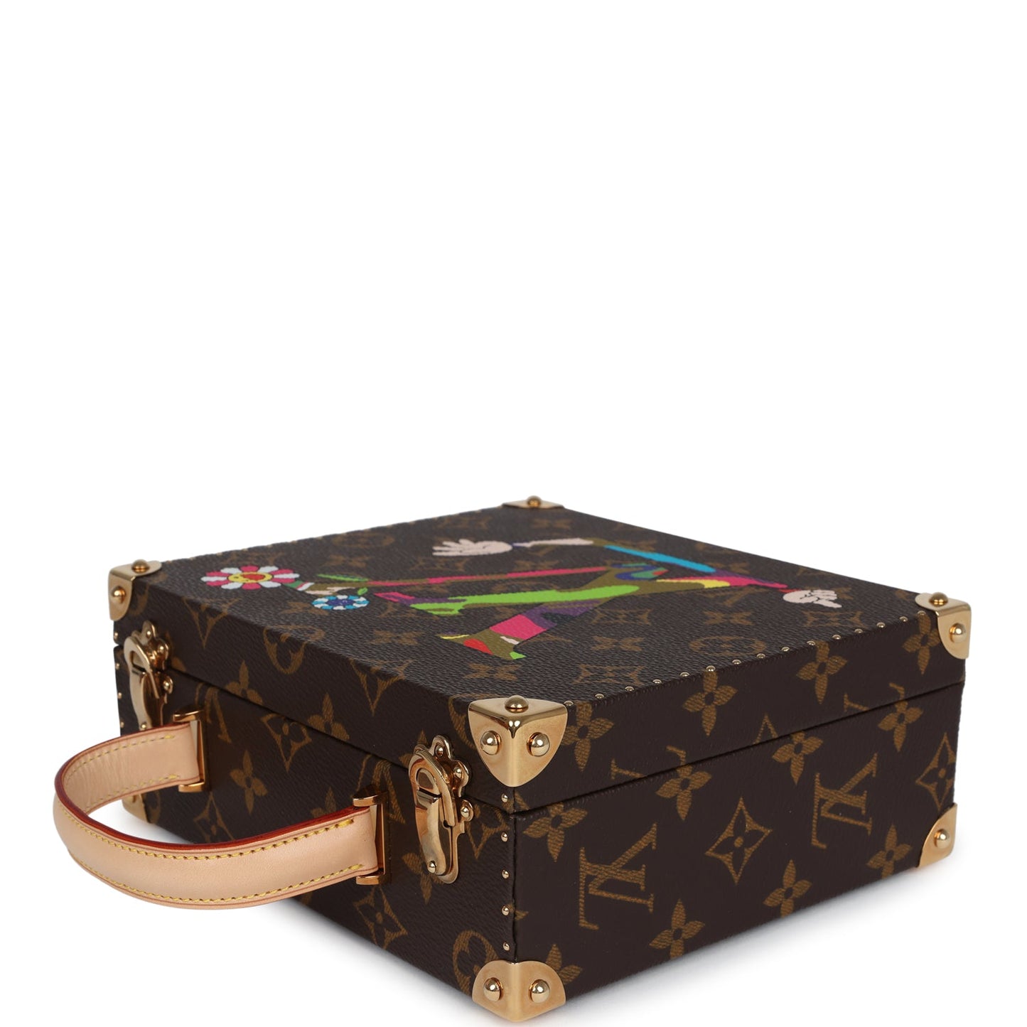 Vintage Louis Vuitton x Takashi Murakami Hands Jewelry Trunk Brown Multi Monogram Hands Brass Hardware