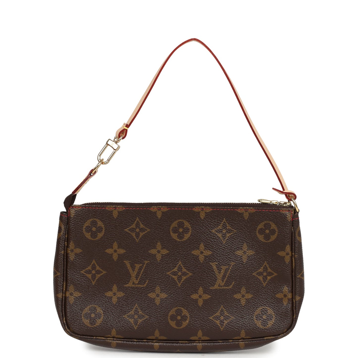 Vintage Louis Vuitton X Takashi Murakami Pochette Accessories Brown and Red Monogram Cerises Gold Hardware