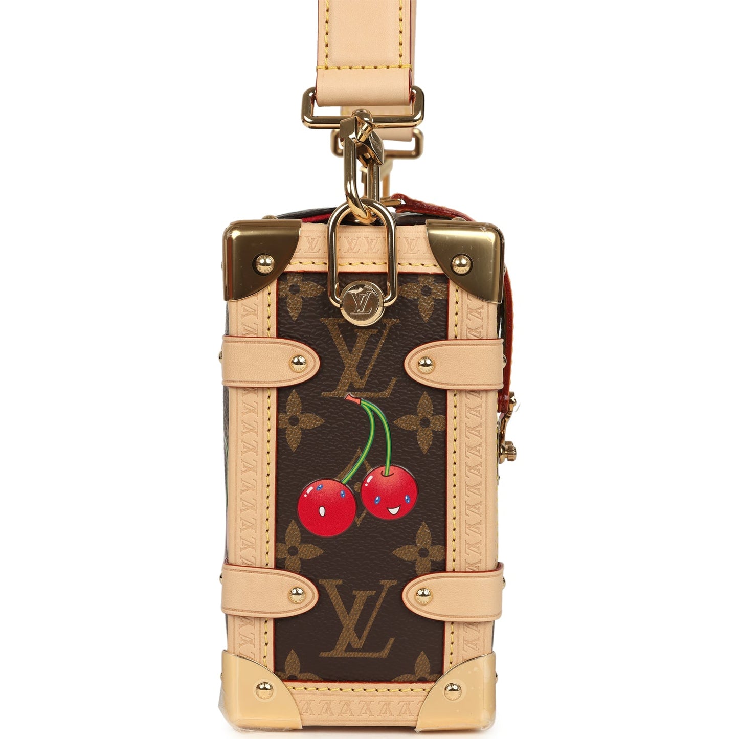 Louis Vuitton x Takashi Murakami Cheries Side Trunk MM Brown and Red Cherry Monogram Gold Hardware