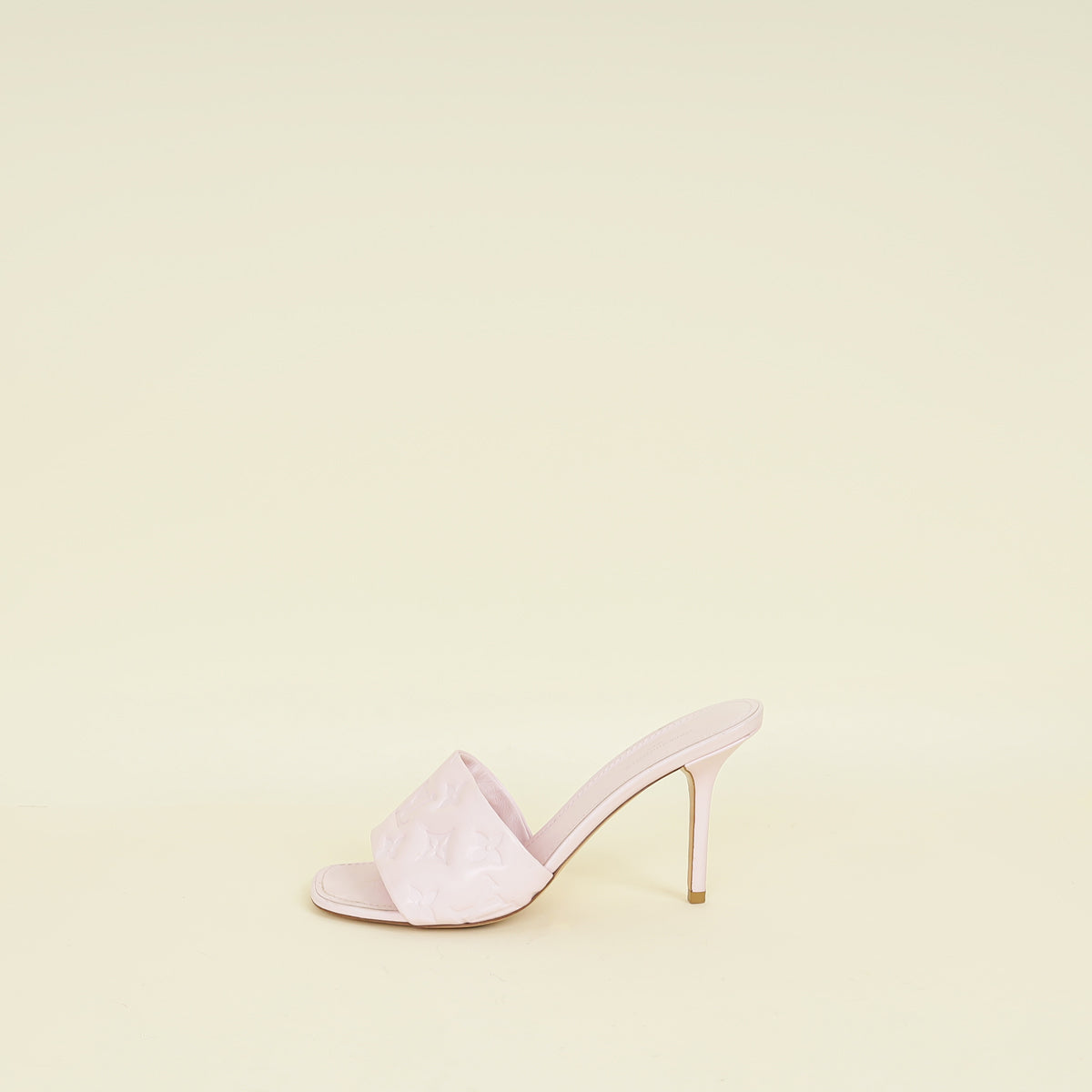 Louis Vuitton Light Pink Monogram Embossed Revival Mules 38
