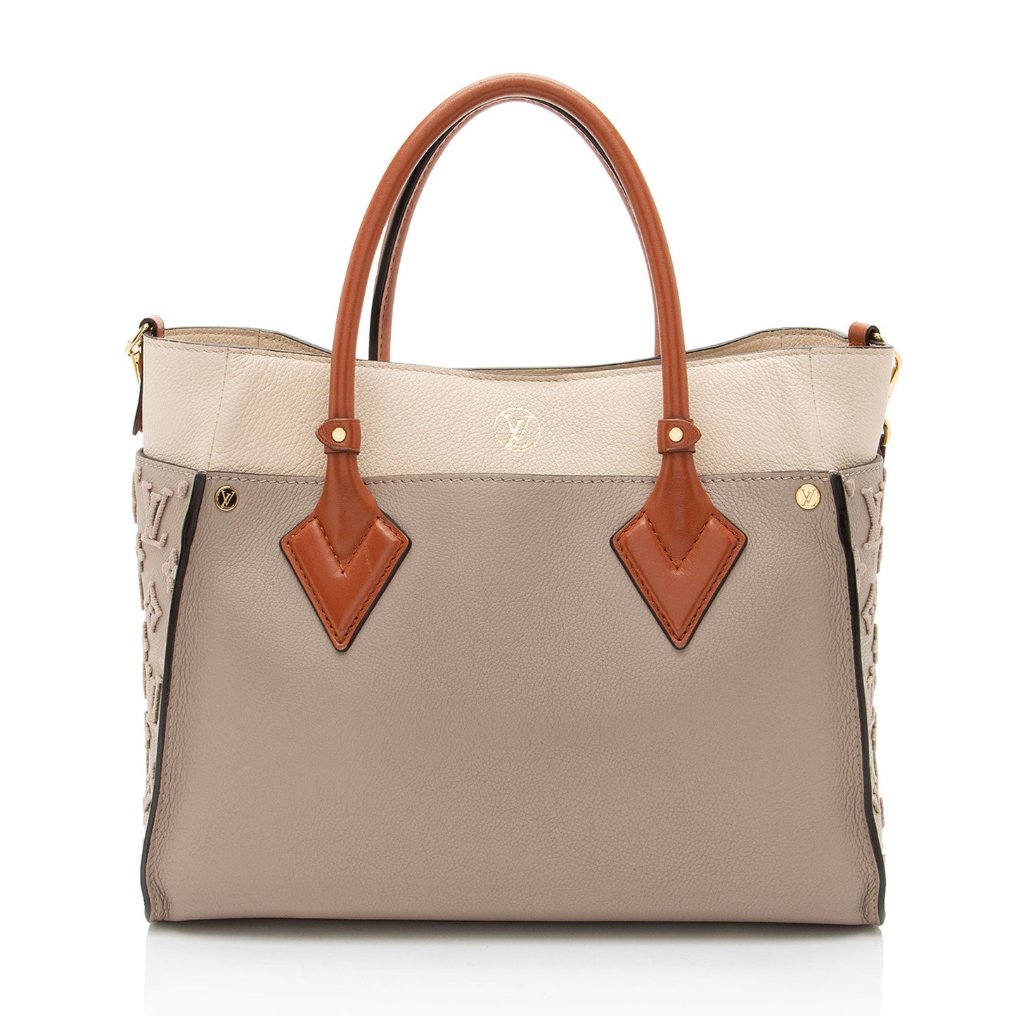 Louis Vuitton Calfskin Tufted Monogram On My Side MM Tote