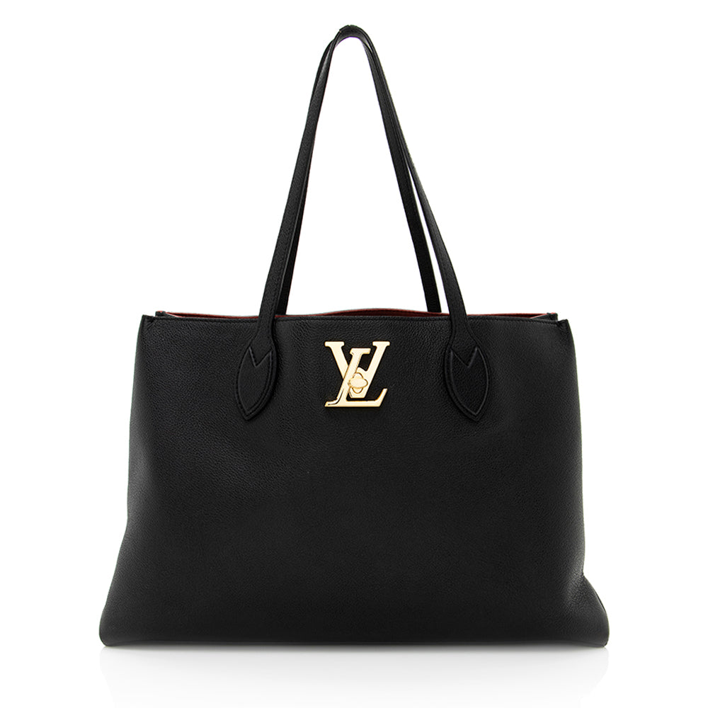 Louis Vuitton Grained Calfskin Lockme Shopper Tote -  (SHF-20058)