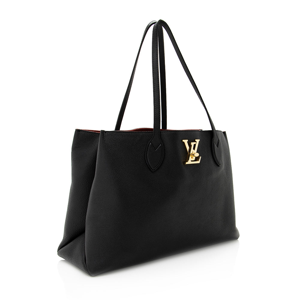 Louis Vuitton Grained Calfskin Lockme Shopper Tote -  (SHF-20058)