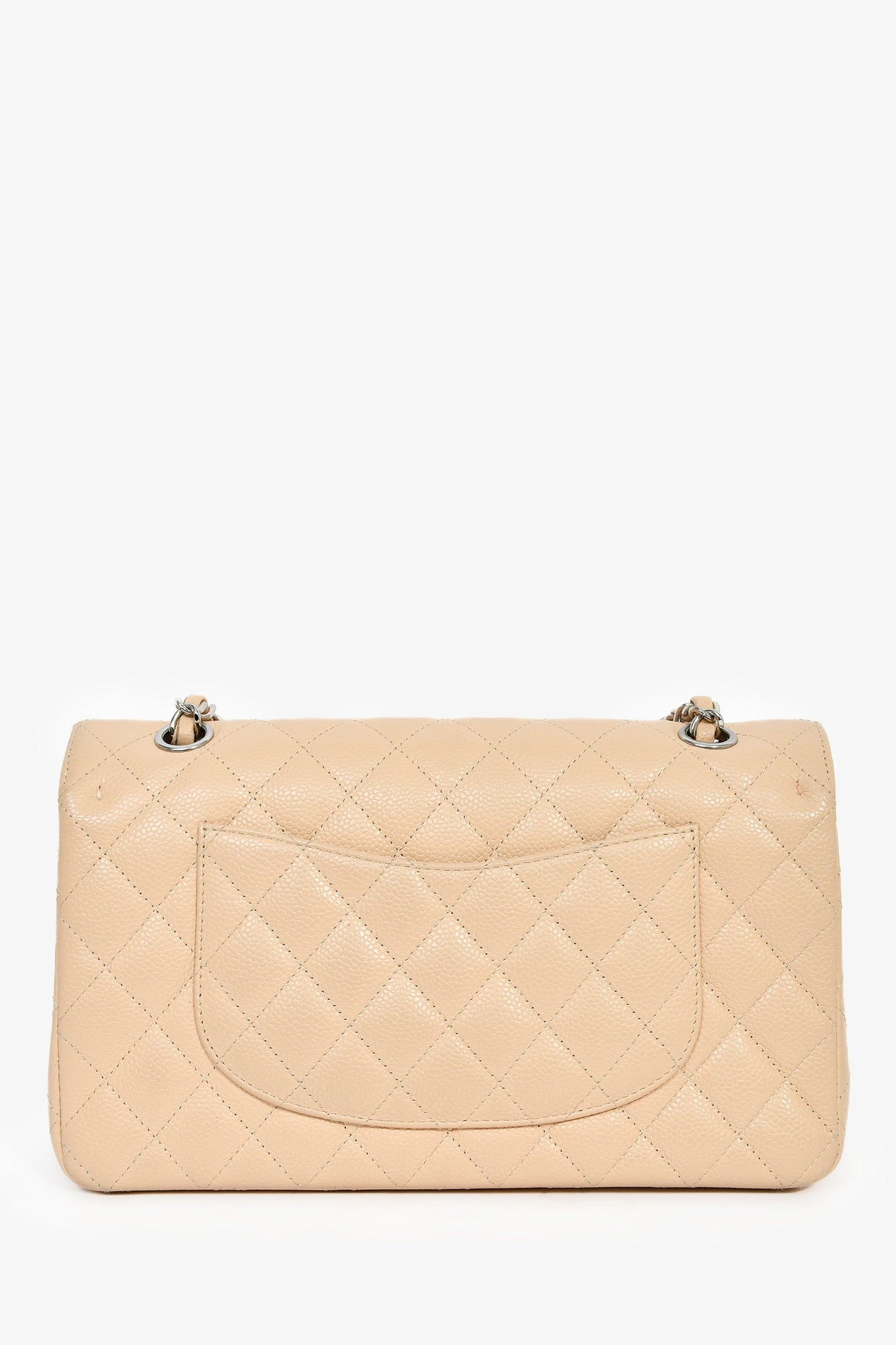 Pre-Loved Chanel™ 2011 Beige Caviar Leather Medium Double Flap Shoulder Bag