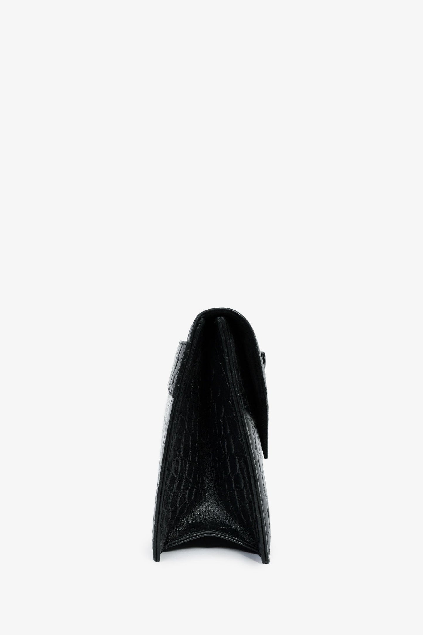 Alexander McQueen Black Croc Effect Leather Envelope Clutch