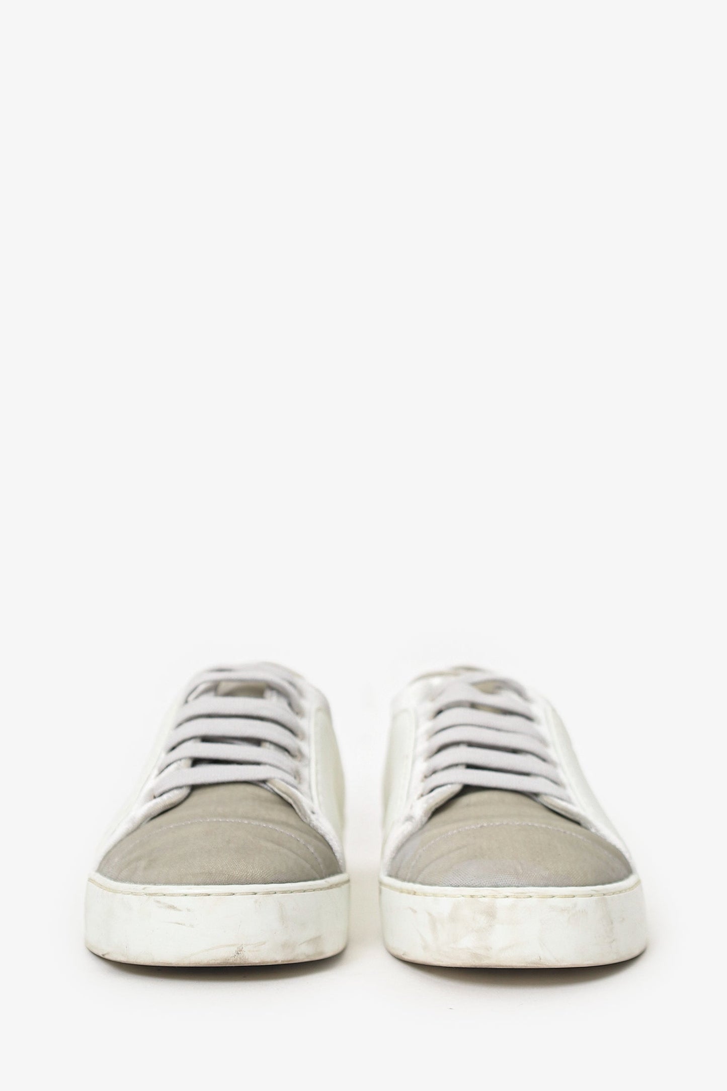 Pre-Loved Chanel™ White Velvet Calfskin CC Sneakers Size 38