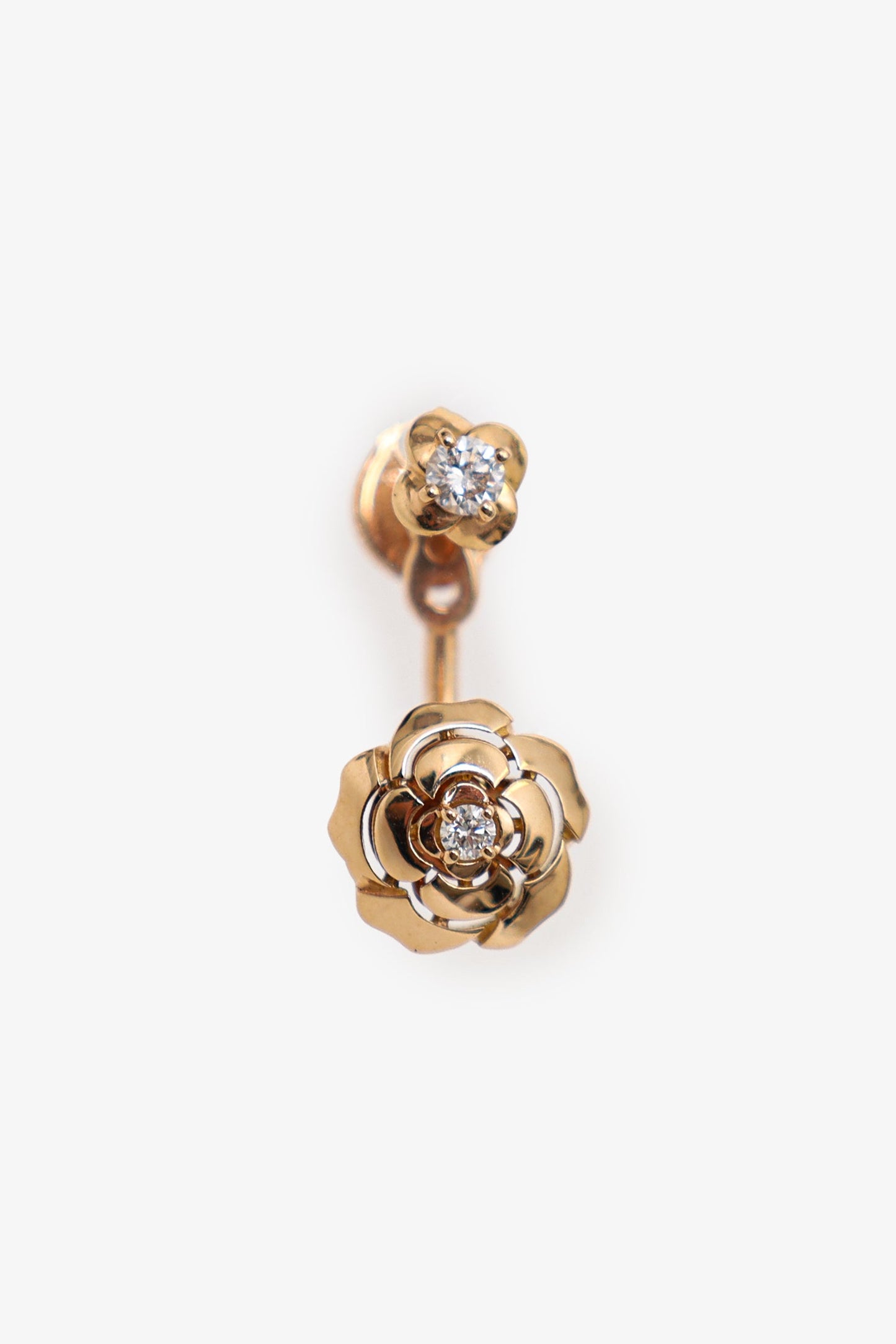 Pre-Loved Chanel™ 18K Rose Gold Diamond Extrait de Camélia Single Earring